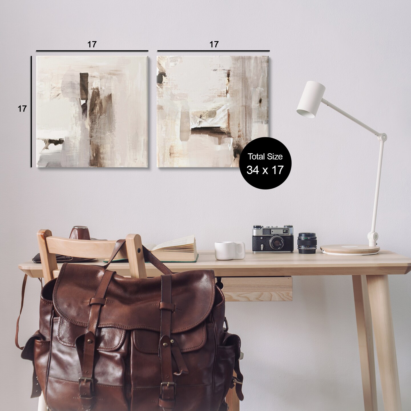 Stupell Industries Neutral Forms on Beige 2pc Canvas Wall Art Set Design by Susan Jill