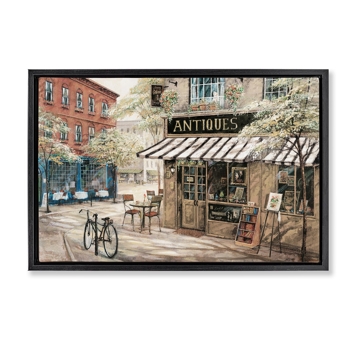 Stupell Industries Cozy Town Antiques Shop Floater Framed Canvas Wall Art Design by Ruane Manning