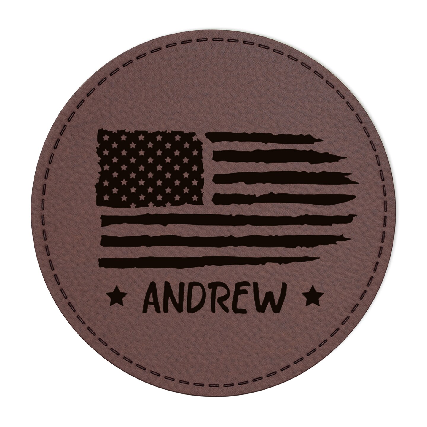 Engravable Leather Patch Blanks for Hats, Jackets & Bags – Laserable Faux Leather Patches with Adhesive & Stitch – Leatherette Apparel Patches (Circle, 5 Pack)