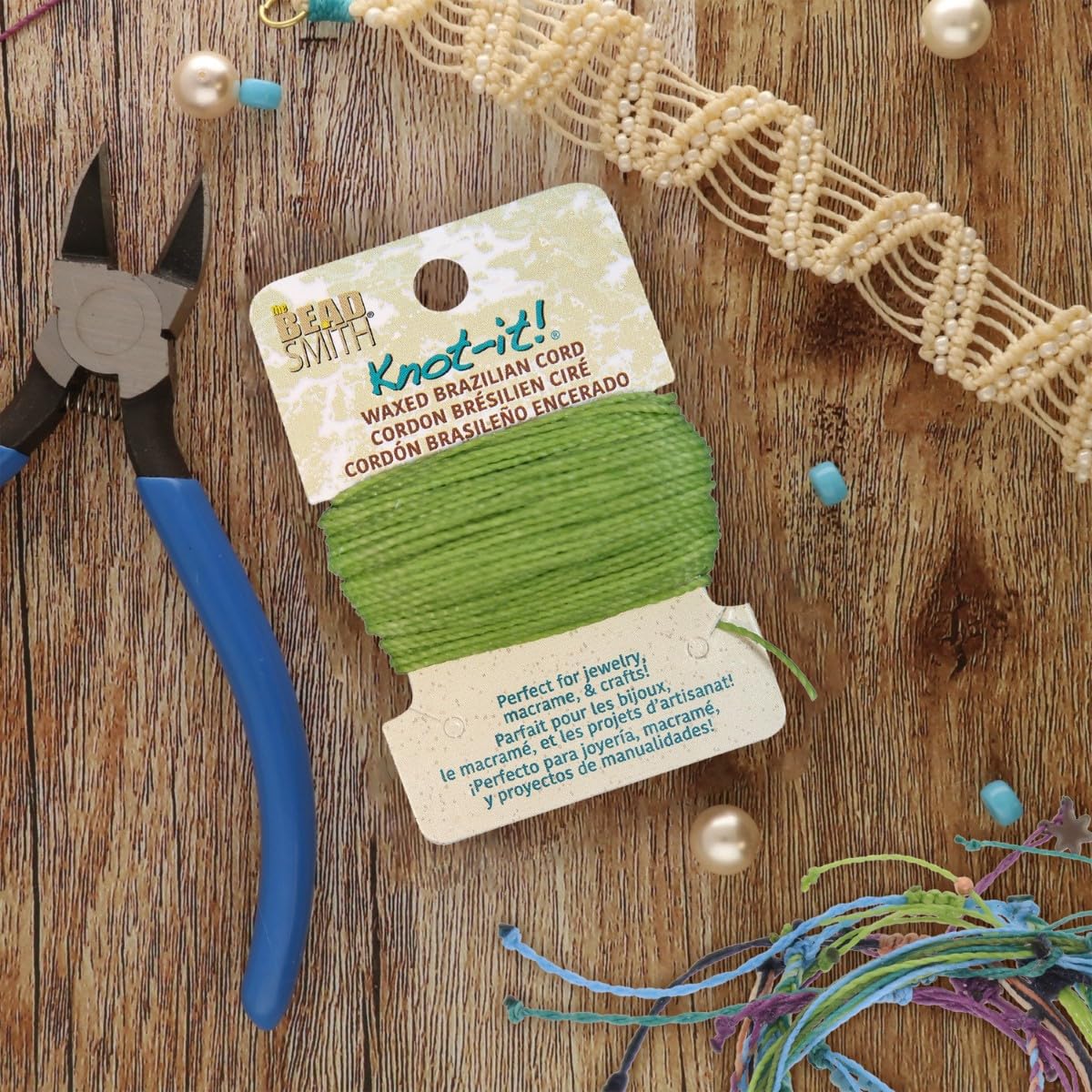 The Beadsmith Waxed Brazilian Cord, 0.7 mm Diameter, Light Wax, 15 Yards (13.7 m)