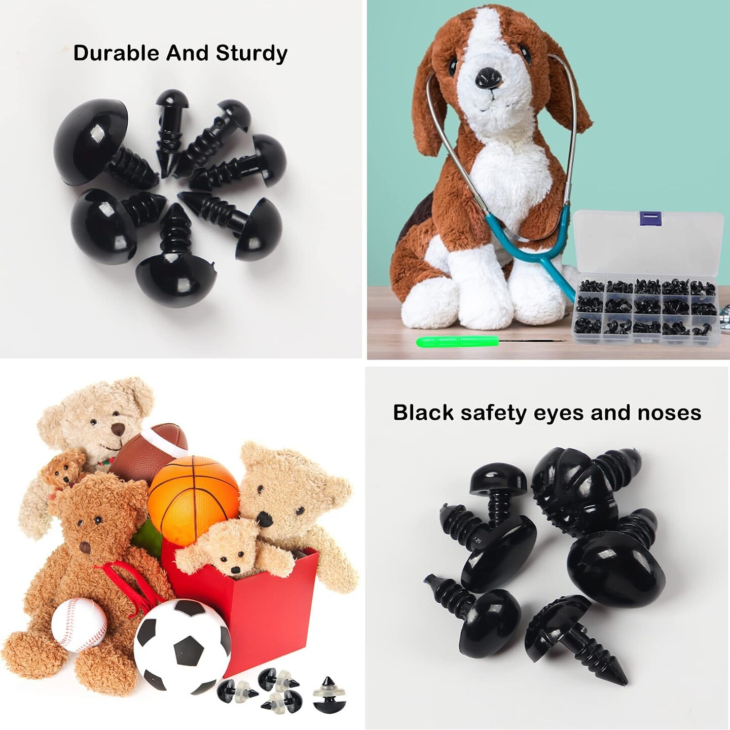 566PCS Safety Eyes and Noses for Amigurumi, Stuffed Crochet Eyes with Washers, Craft Doll Eyes and Nose for Teddy Bear, Crochet Toy, Stuffed Doll and Plush Animal (Various Sizes)&#x26; Organizer Storage Tote Bag