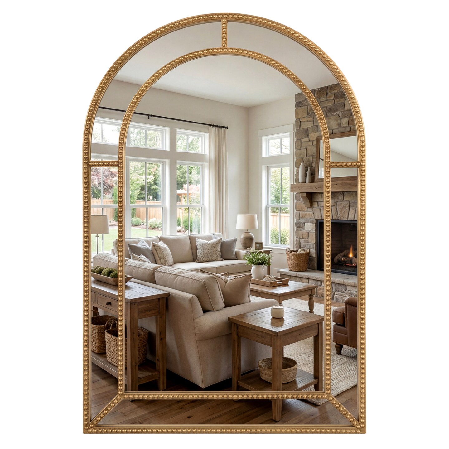 Decorative Gold Metal Frame Wall Mirror 36x24 Inch HD Reflection Mirror for Bedroom Living Room Hallway Entryway Wall Decor Accent Piece