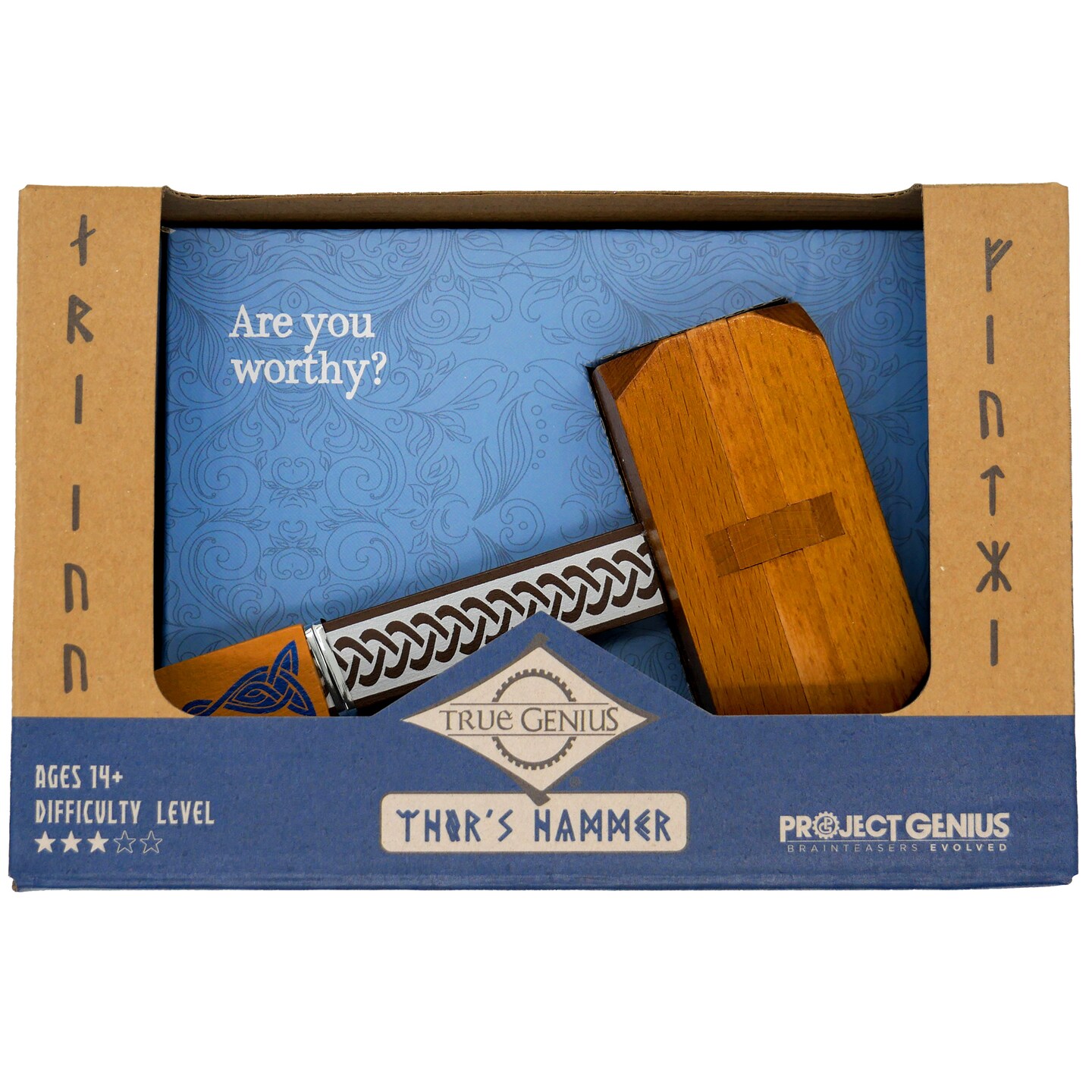Project Genius Inc. Thor's Hammer – Wooden Puzzle, Medium Difficulty, Disassemble and Reassemble This Norse-Themed brainteaser Based on Thor's famed Hammer Mjolnir, Ages 14+