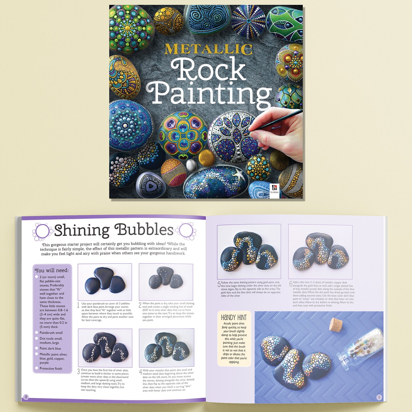 Metallic Rock Painting Box Set - DIY Rock Painting for Adults - Rocks, Brush, Paint Included - Mandala Stone Artist - Create Rock Artwork at Home - Arts and Craft for Adults - Adult Hobbies