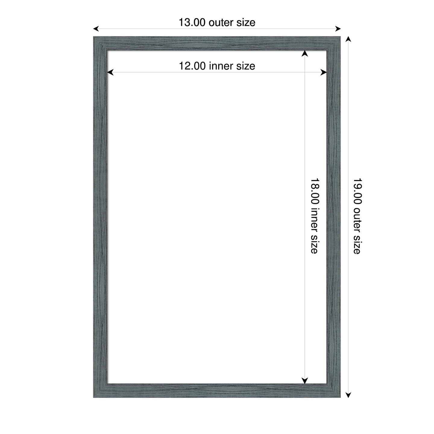 Dixie Blue Grey Rustic Narrow Framed Dry Erase Magnetic Board