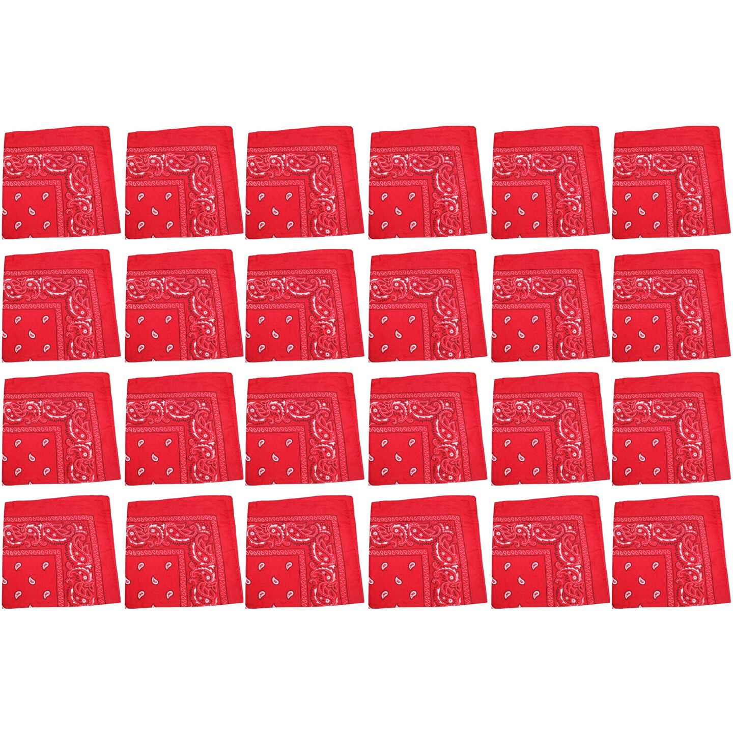 24 Pack Polyester Paisley Bandanas Bulk Pack for Group Activities