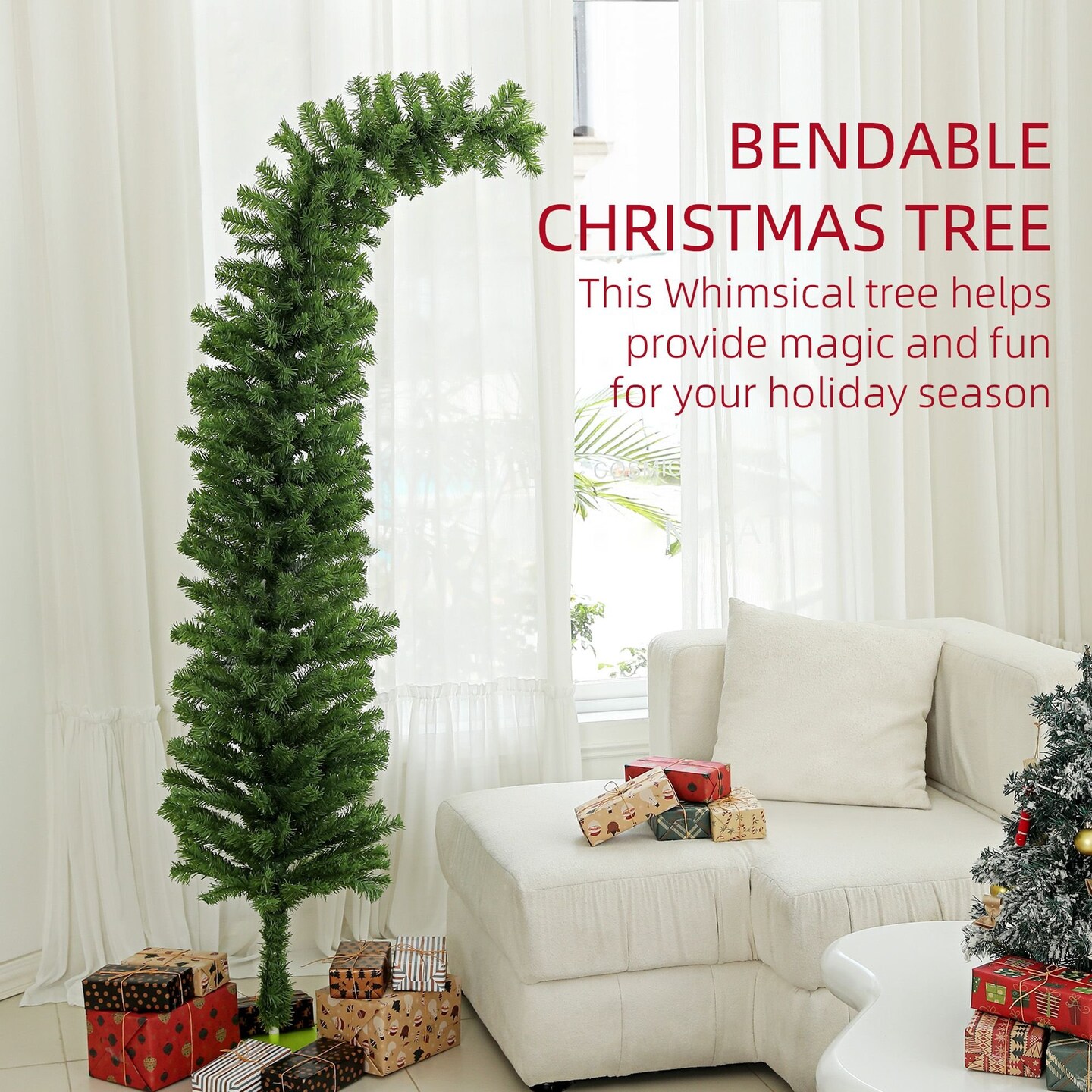 Edge Collections - 6' - Green - Whimsical Slim Christmas Tree for Holiday Decor - 1 Piece
