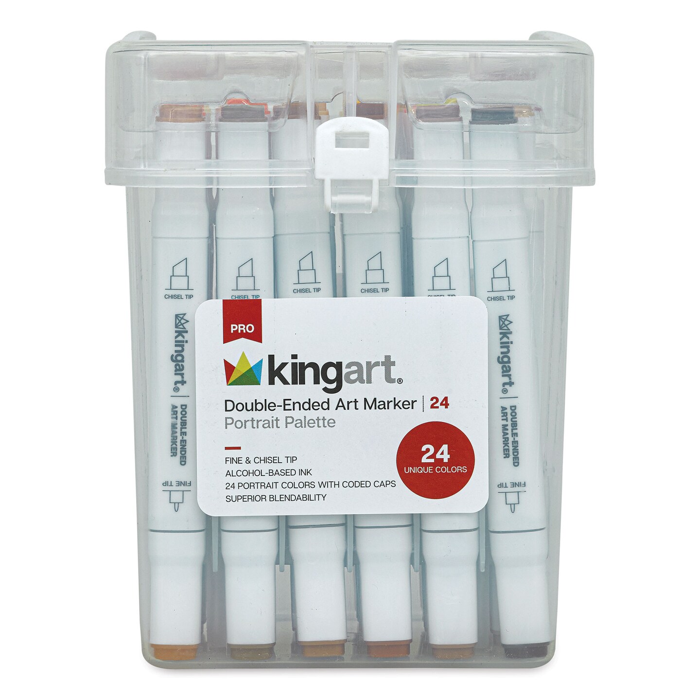 Kingart Pro Double-Ended Art Alcohol Markers - Portrait, Set of 24