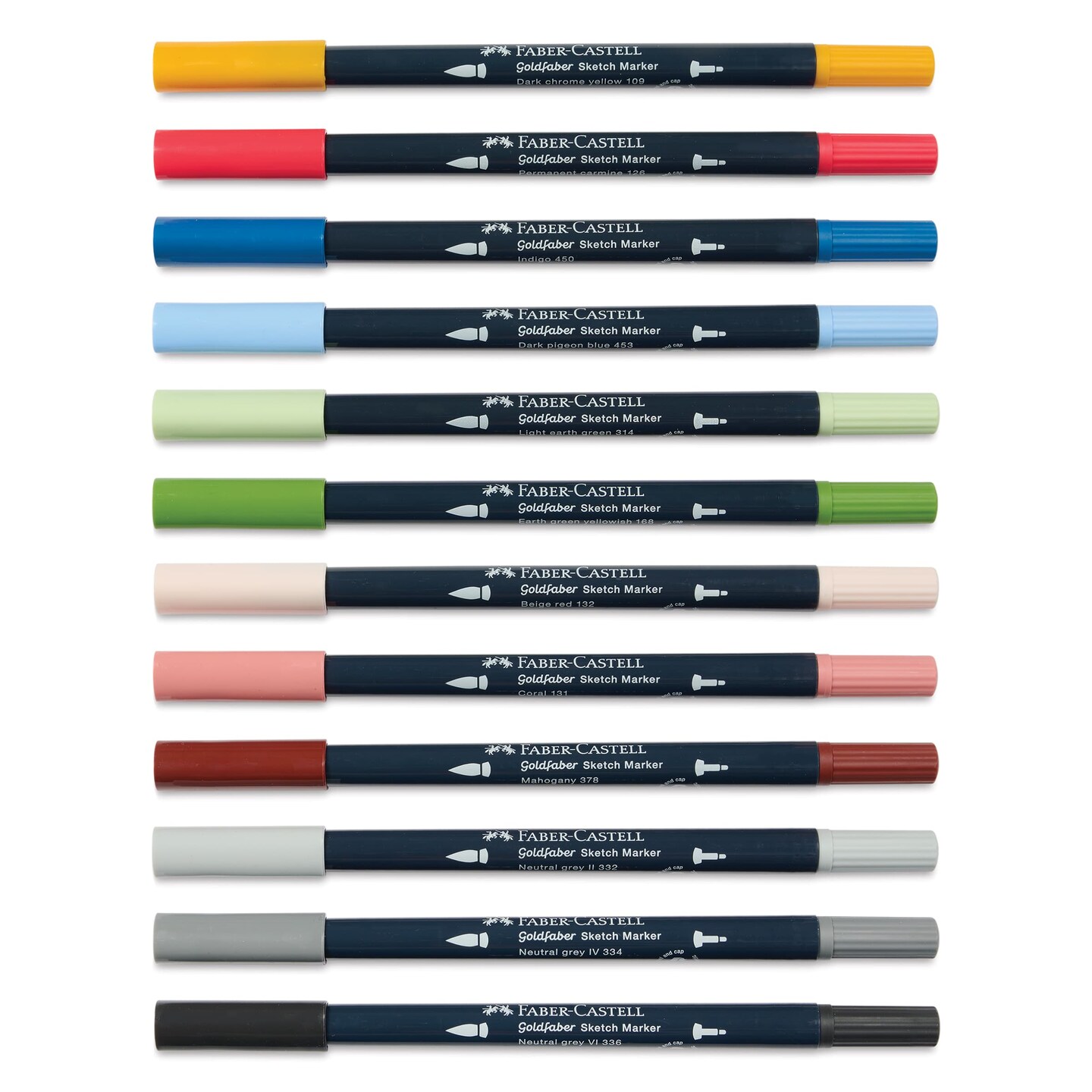 Faber-Castell Goldfaber Sketch Dual-Tip Markers - Set of 12, Assorted Colors
