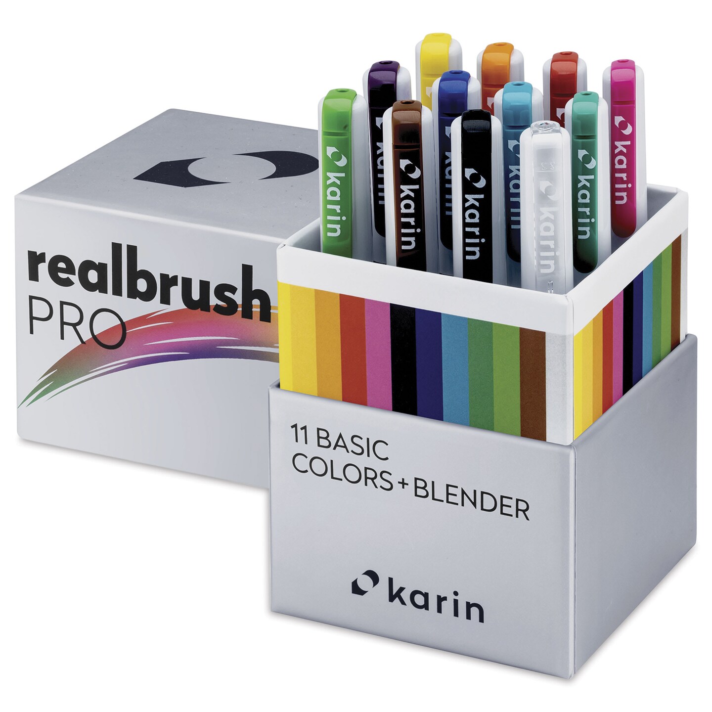 Karin Realbrush Pro Markers - Basic Colors and Blender, Set of 12