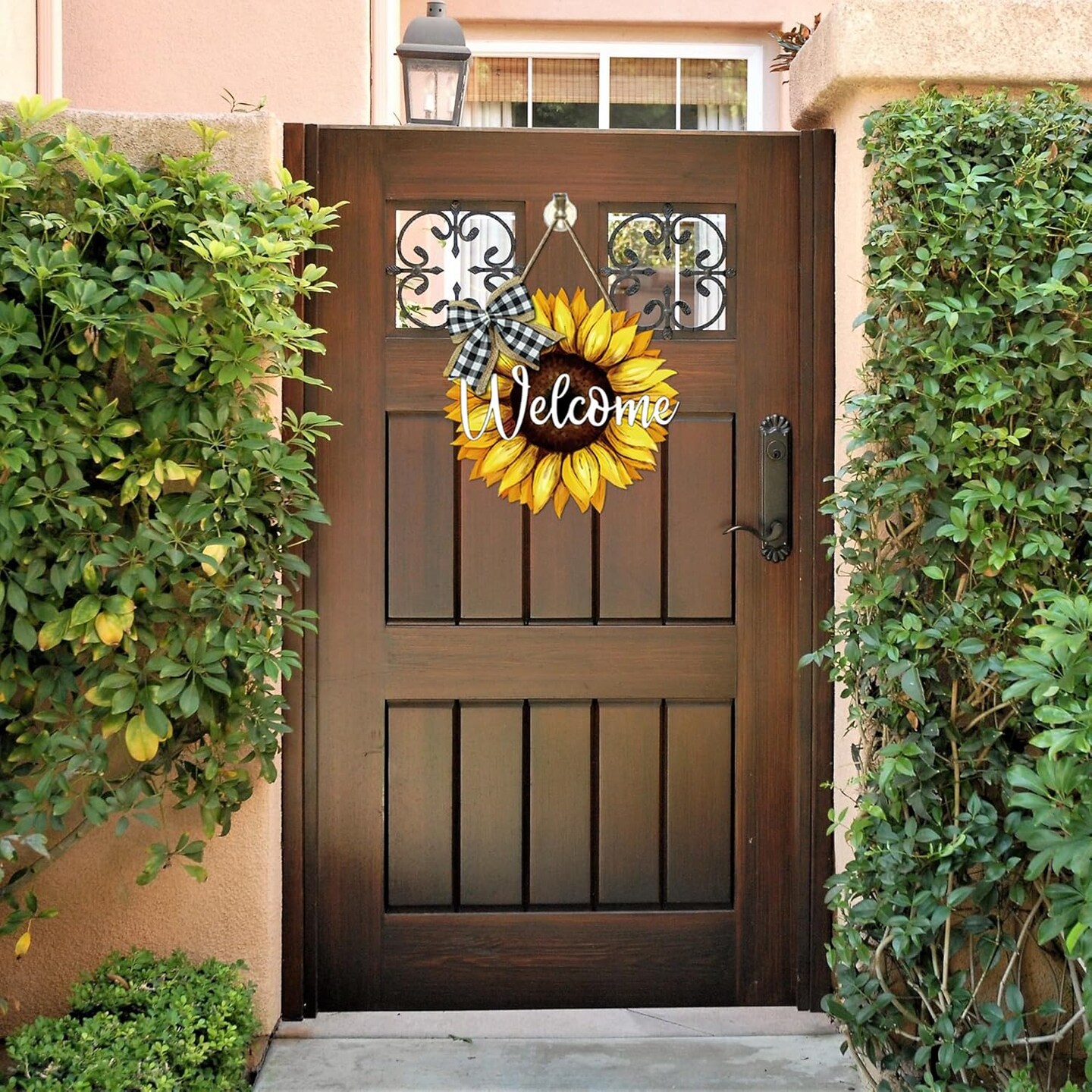 Summer Door Sign Sunflower Welcome Door Hanger Vintage Door Sign Front for Door Decoration Wreaths Decorations Door Hanging Farmhouse Porch Wall Outdoor 12"x12"