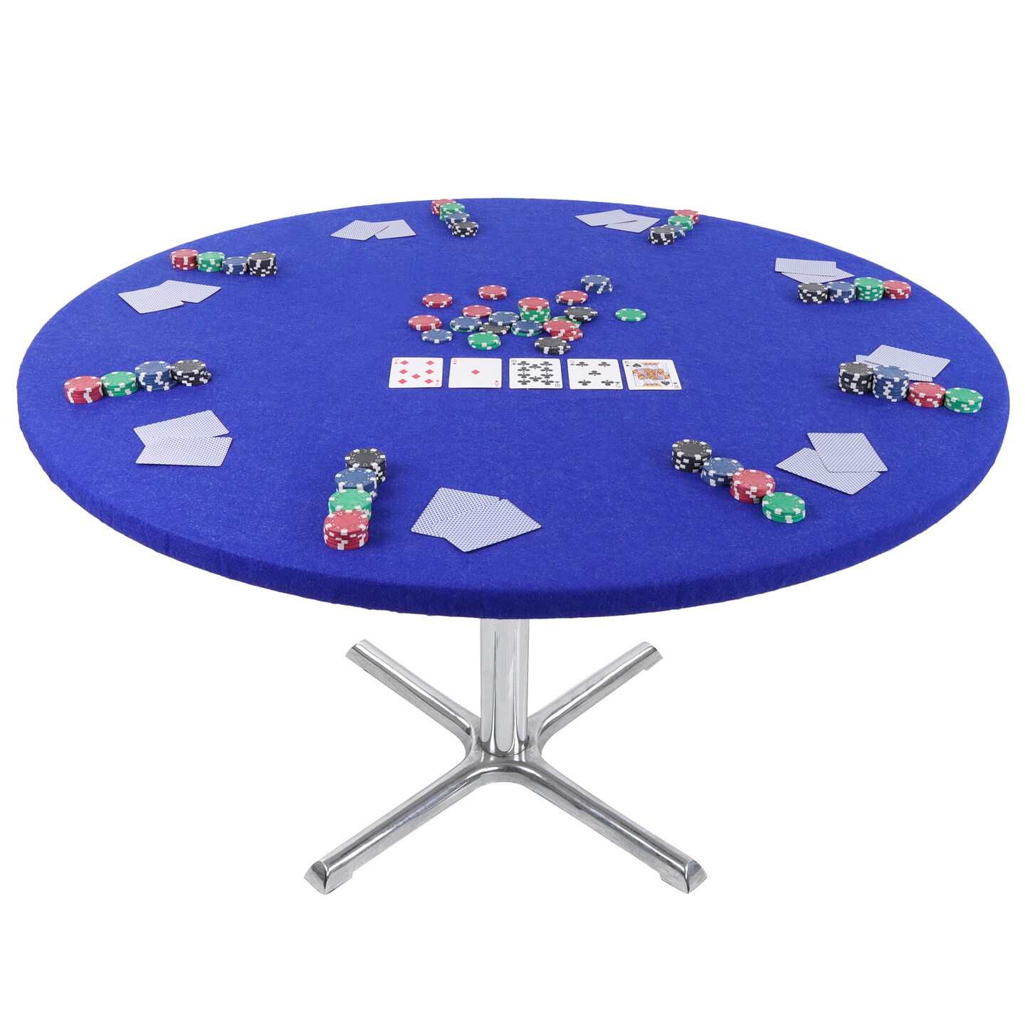 Jigitz Felt Poker Table Cover - 36-48in Blue Card Table Covers Fitted for Games