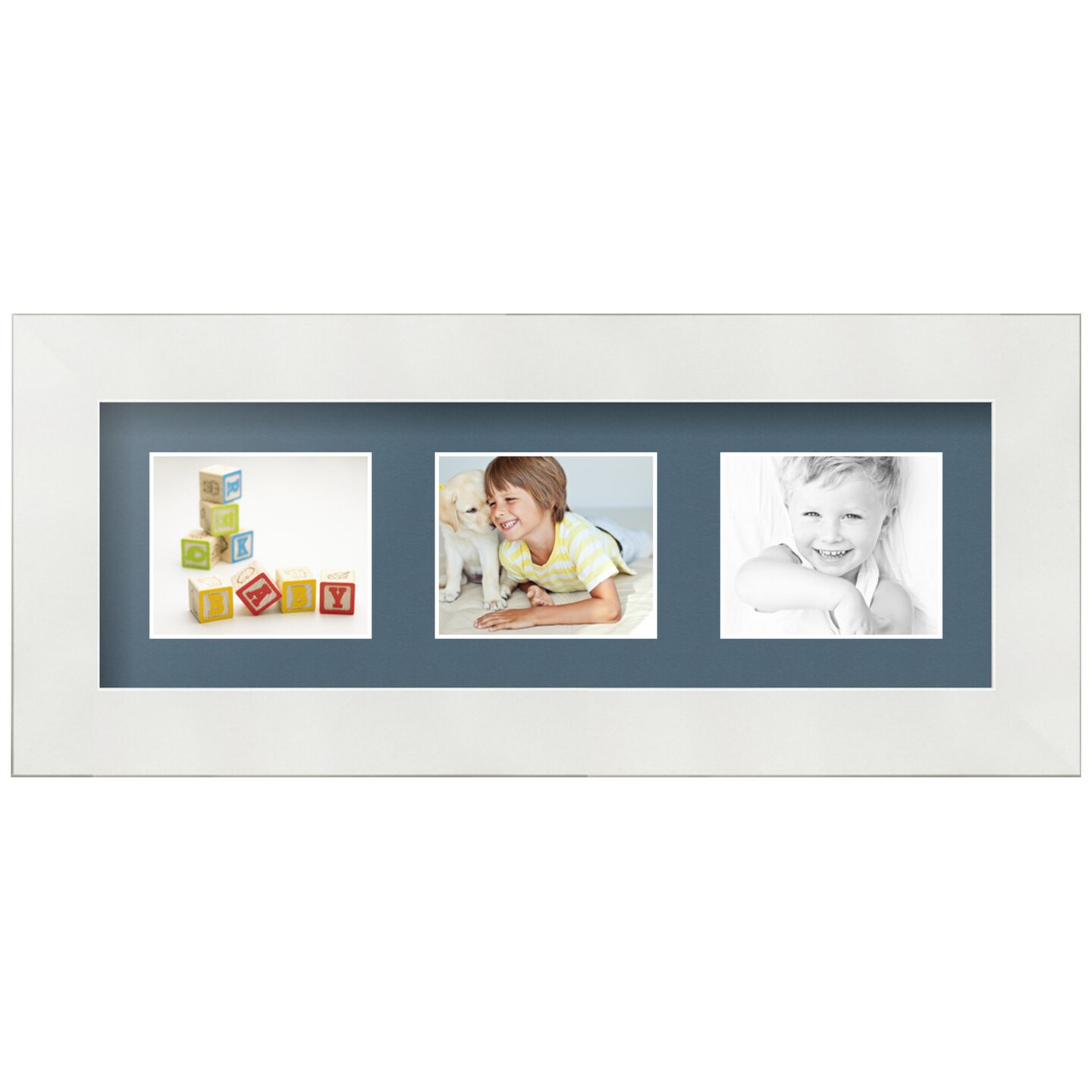 ArtToFrames Collage Photo Picture Frame with 3 - 2.5x3 inch Openings, Framed in White with Over 62 Mat Color Options and Regular Glass (CSM-3966-7649)