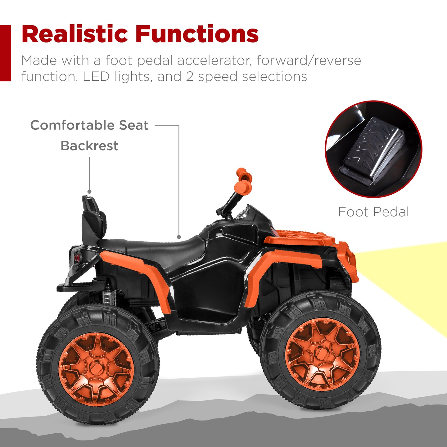 Best Choice Products 12V Kids Ride-On ATV Quad w/ Bluetooth, 3.7mph Max, Treaded Tires, LED Lights, Radio