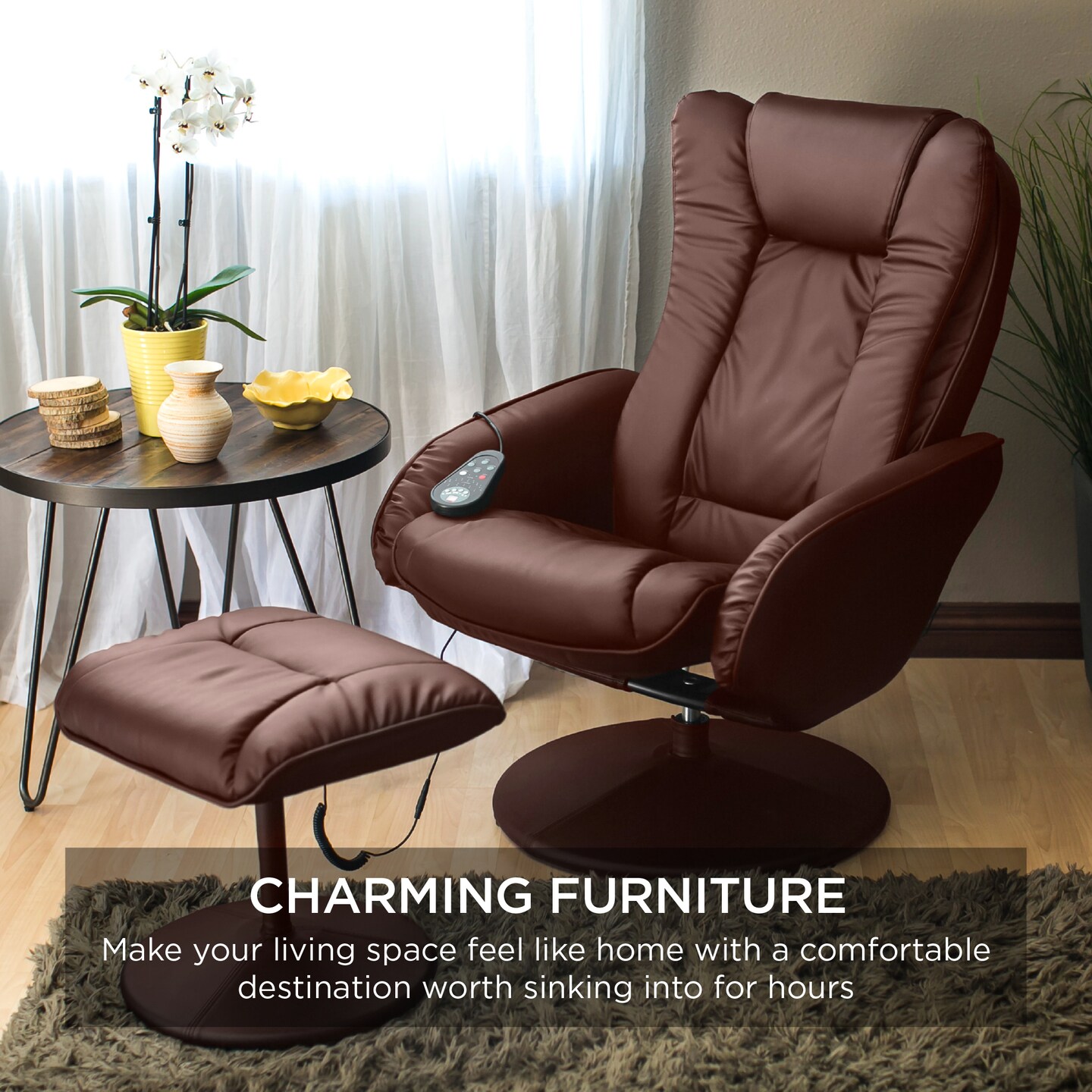 Best Choice Products Faux Leather Electric Massage Recliner Chair w/ Stool Ottoman, Remote Control, 5 Modes