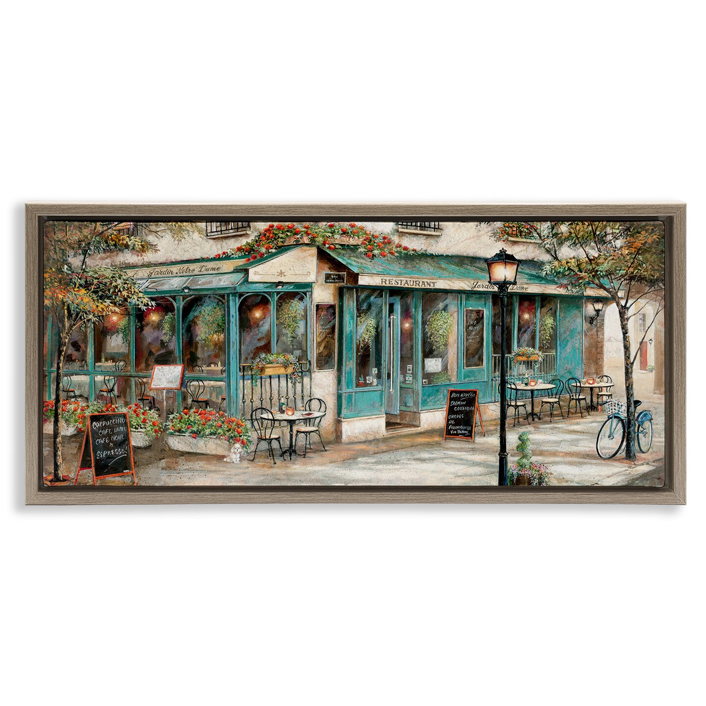 Stupell Industries European City Streets Café Scene Framed Floater Canvas Wall Art