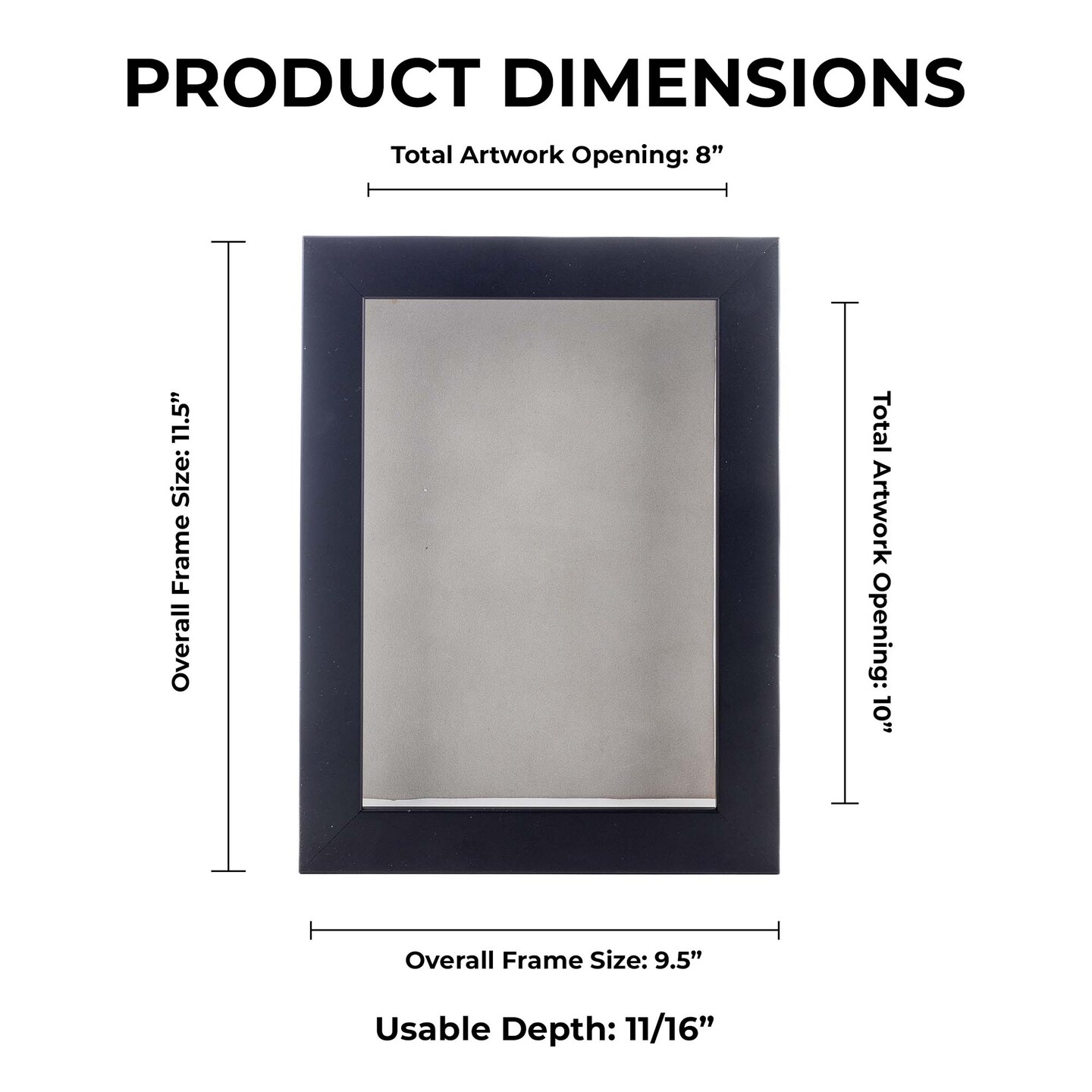 Classic Black Wood Shadown Box Frame with Acrylic Front - Light Brown Suede Backing, 30 Sizes