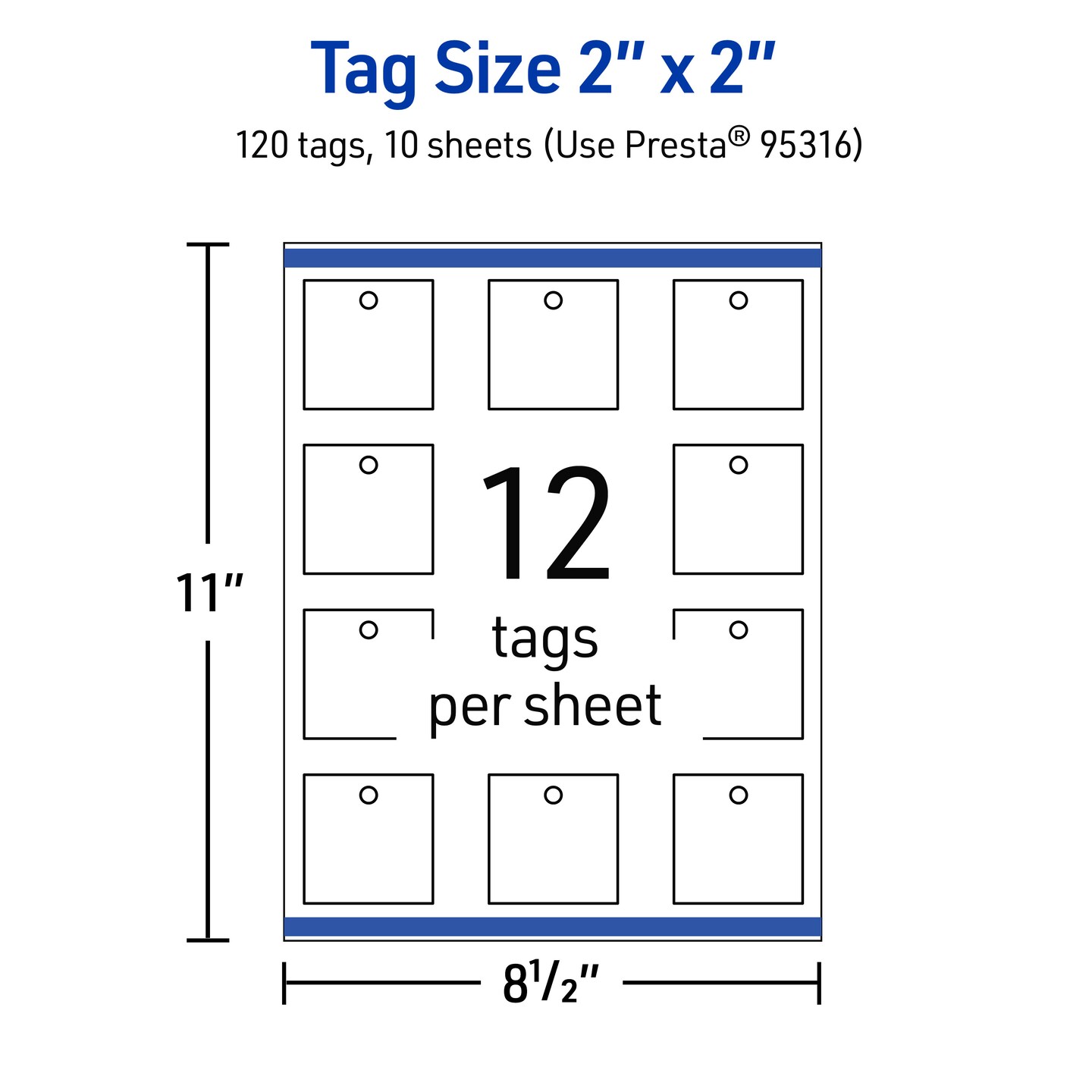 2&#x22; x 2&#x22; Square, Glossy White Printable Tags
