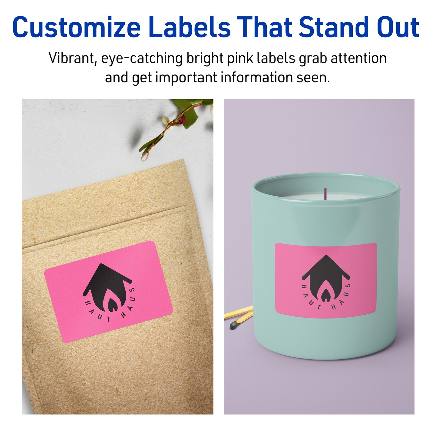 Avery Bright Pink Paper Labels, 2&#x22; x 4&#x22; Rectangle