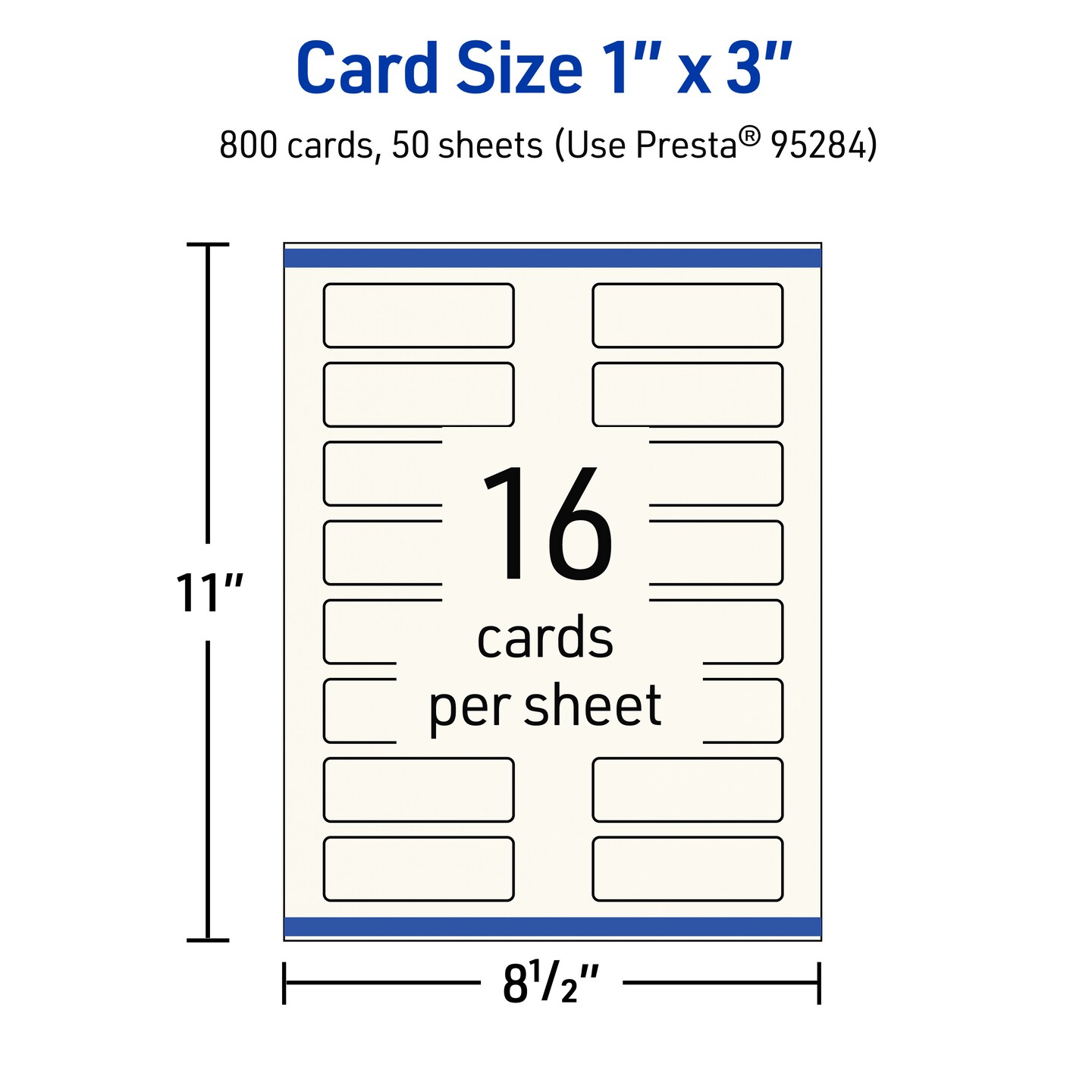 1&#x22; x 3&#x22; Rectangle Rounded Corners, Matte Ivory Business Cards