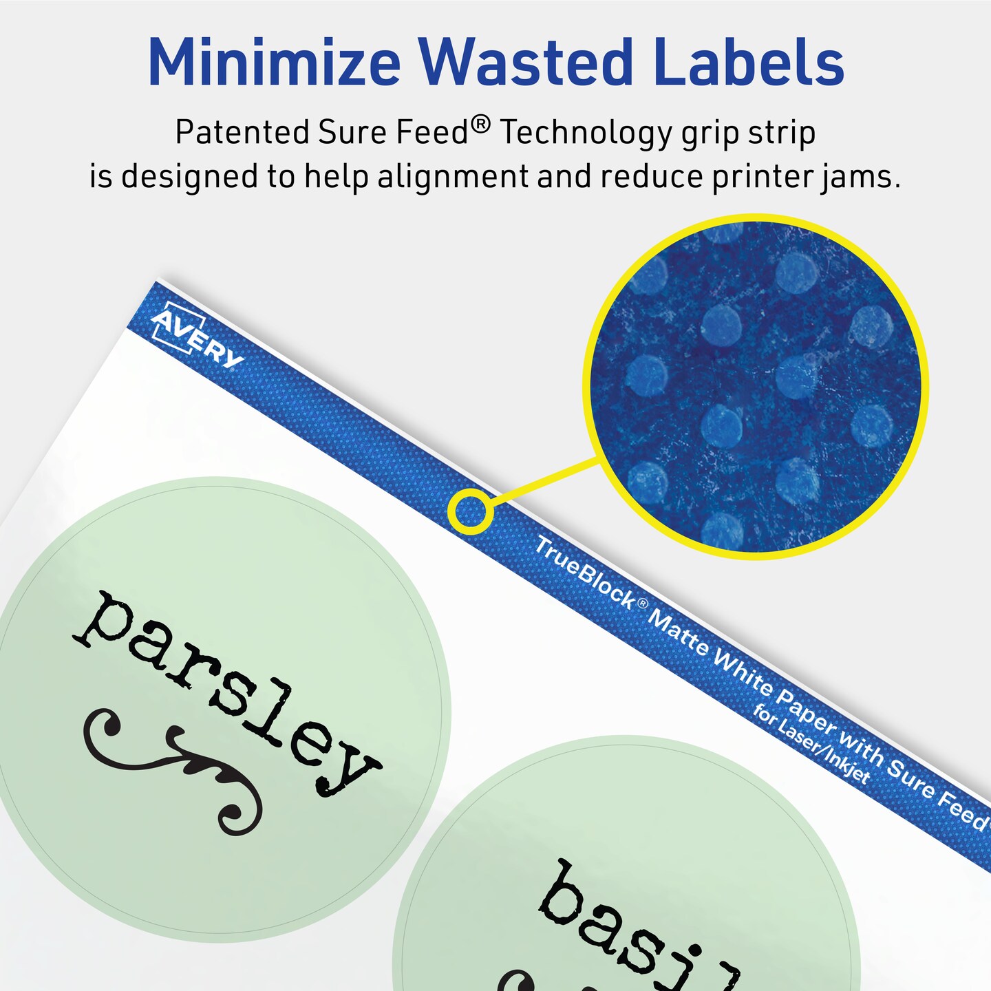 Avery TrueBlock Matte White Paper Labels,  2-1/2&#x22; diameter Round