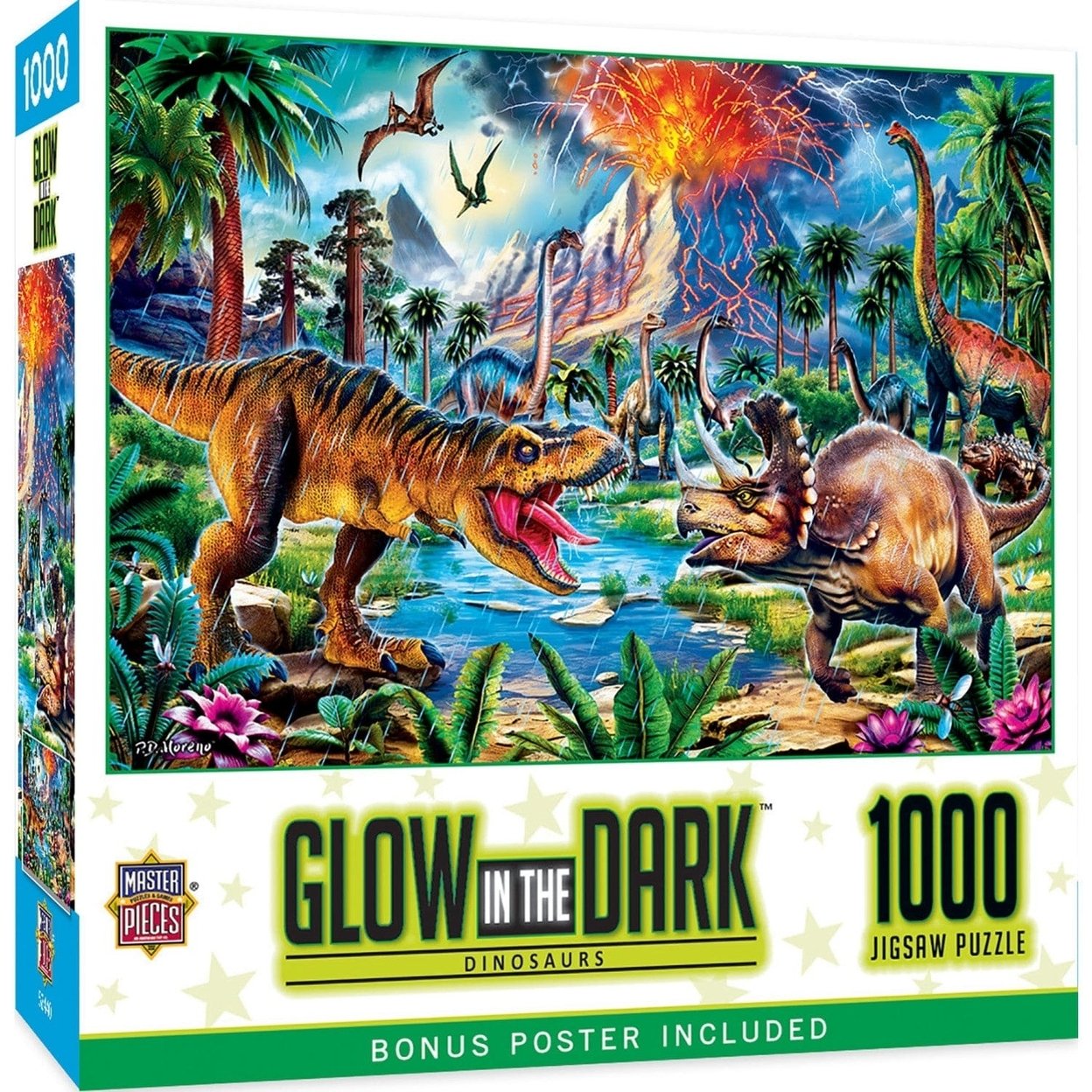 Glow In The Dark Dinosaur Puzzle 1000 Piece Jurassic Twilight Jigsaw Game