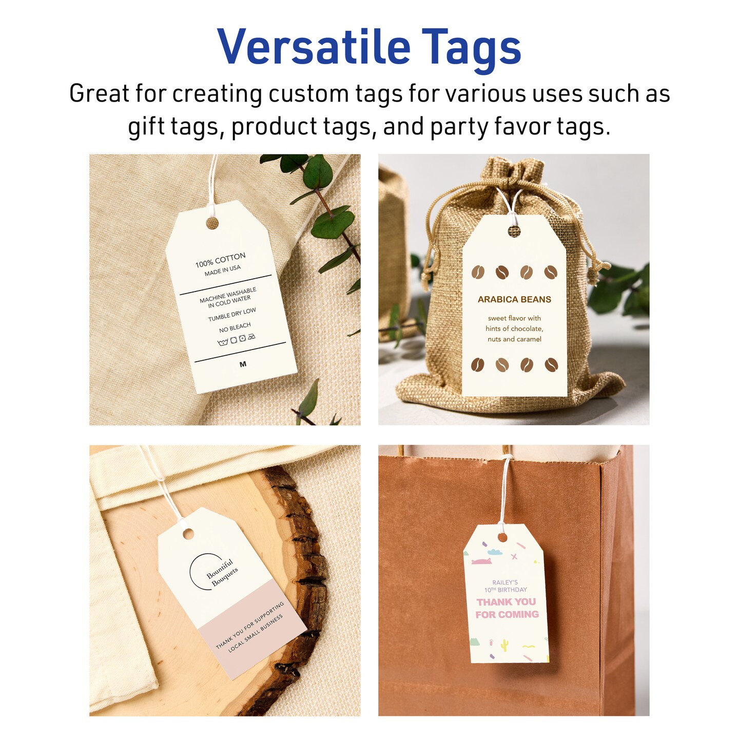 2&#x22; x 3-1/2&#x22; Rectangular Banner, Matte Ivory Printable Tags