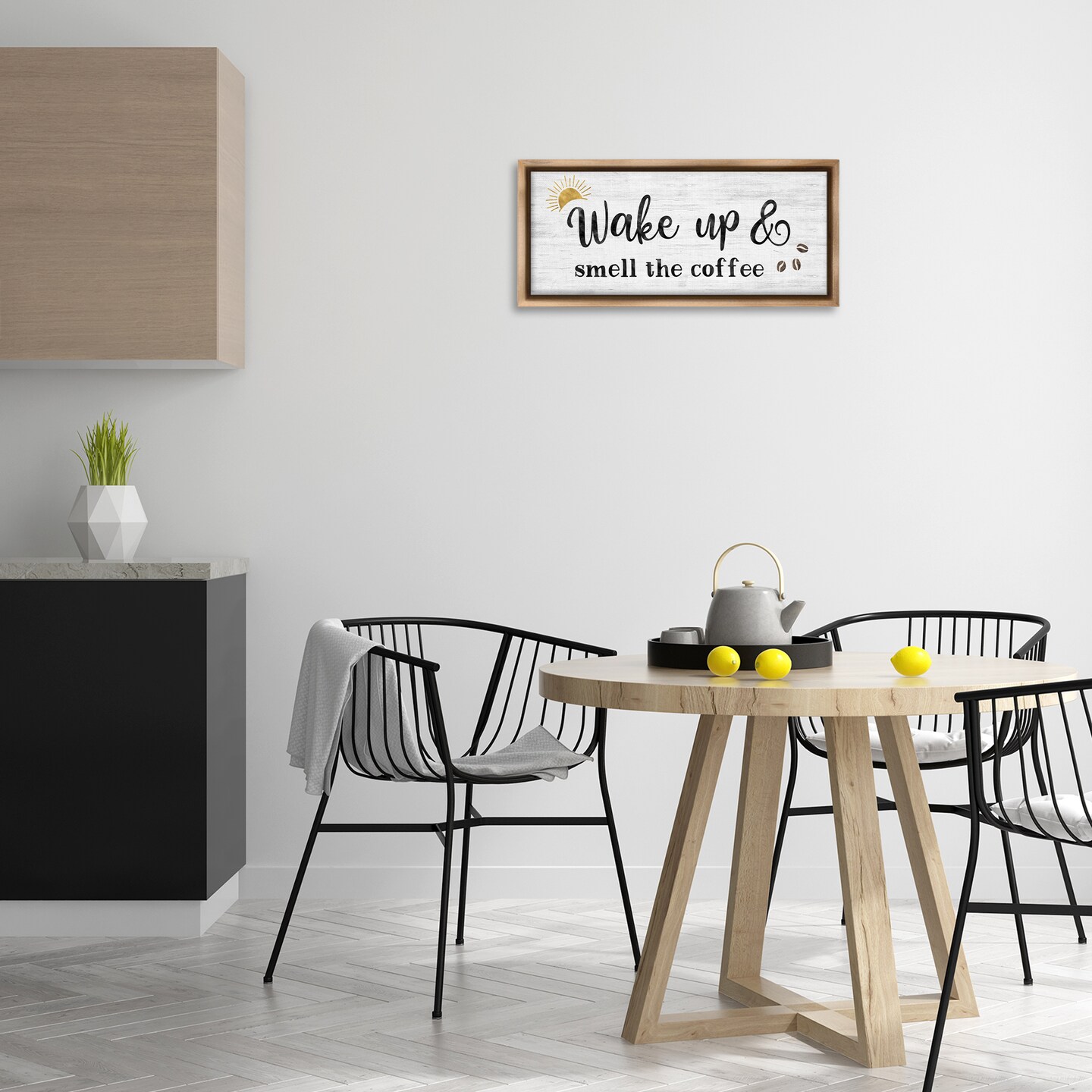 Stupell Industries Wake up Smell Coffee Floater Framed Canvas Wall Art Design by Natalie Carpentieri