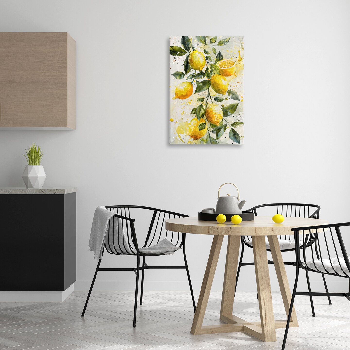 Stupell Industries Lemon Watercolor Splashes Canvas Wall Art Design by LSR Design Studio