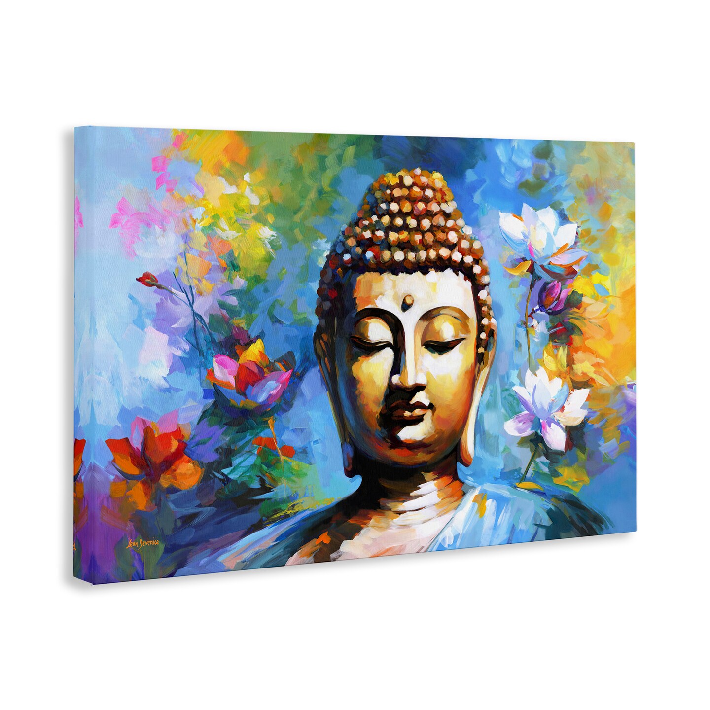 Stupell Industries Buddha with Bright Lotus Canvas Wall Art Design by Leon Devenice