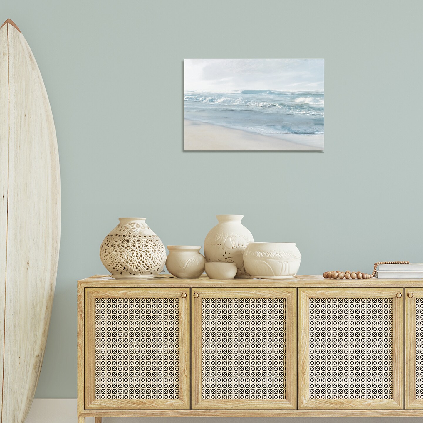 Stupell Industries Calm Blue Beach Waves Canvas Wall Art Design by Mike Calascibetta