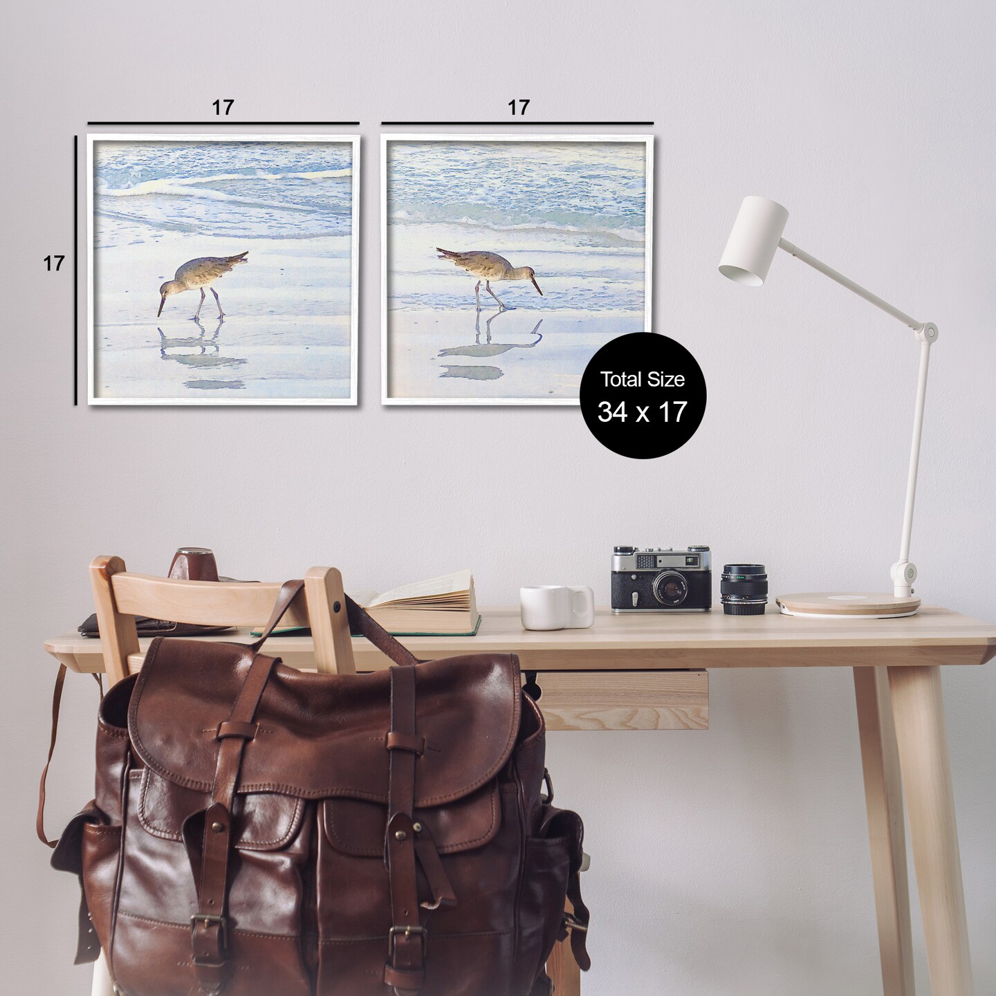 Stupell Industries Seaside Sandpiper Birds 2pc Framed Giclee Wall Art Set Design by Christine Zalewski 
