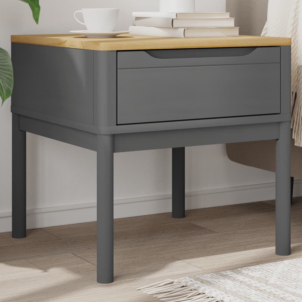 vidaXL Lamp Table Gray 21.7&#x22;x21.7&#x22;x21.3&#x22; Solid Wood Pine