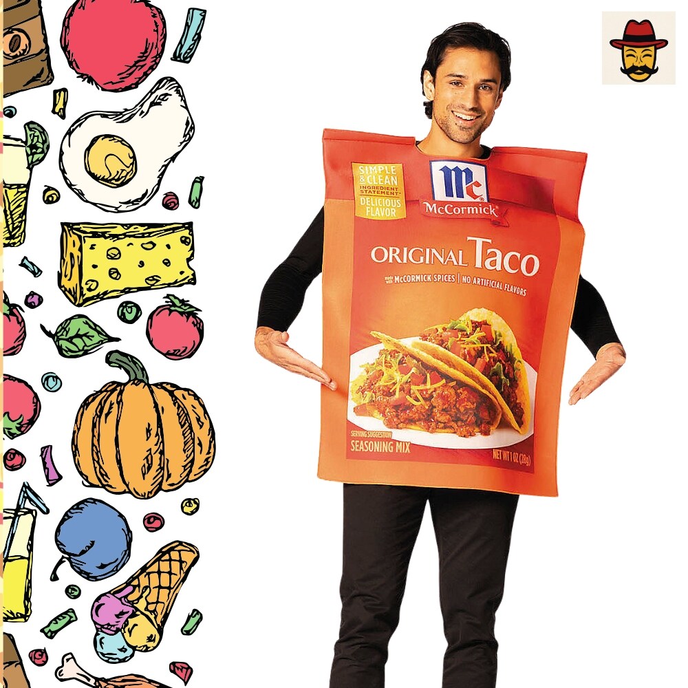Adults McCormick Taco Seasoning Packet Costume Funny Food Tunic with Realistic Print Front