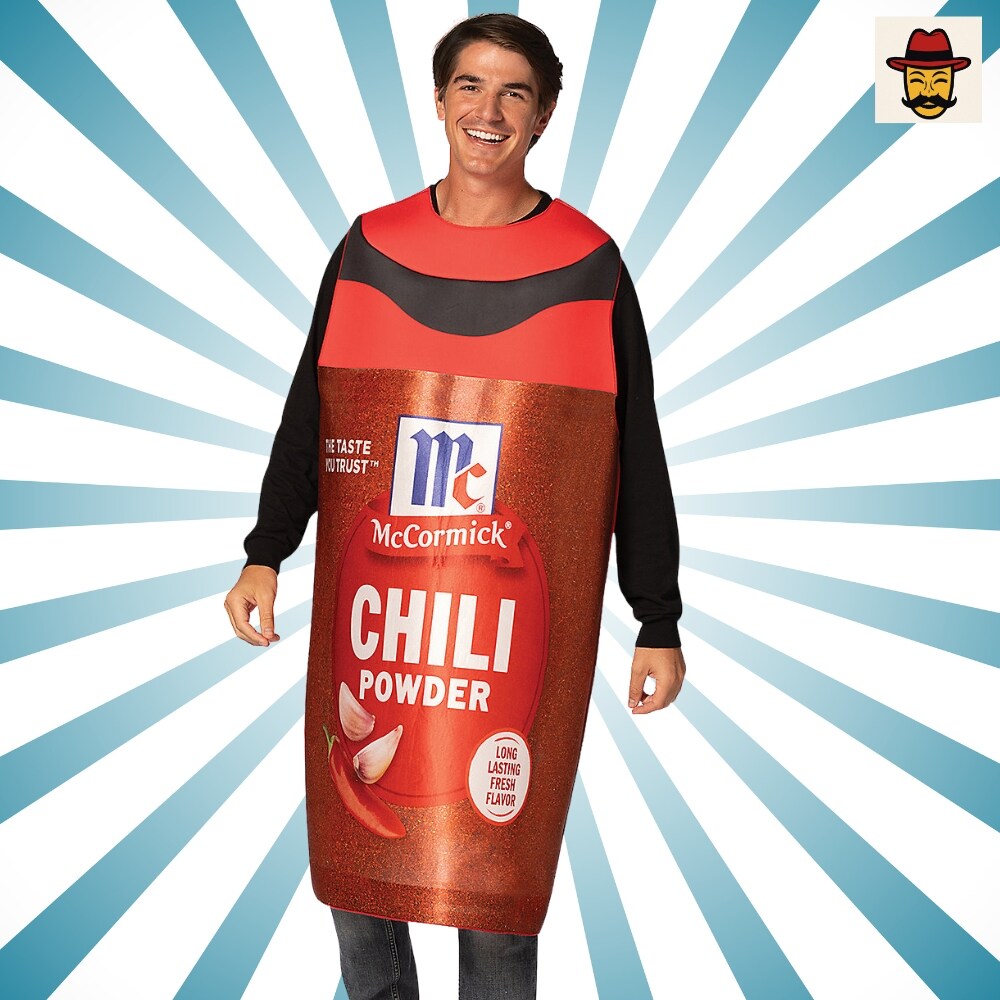 Adults McCormick Chili Powder Spice Costume Funny Food Bottle Look