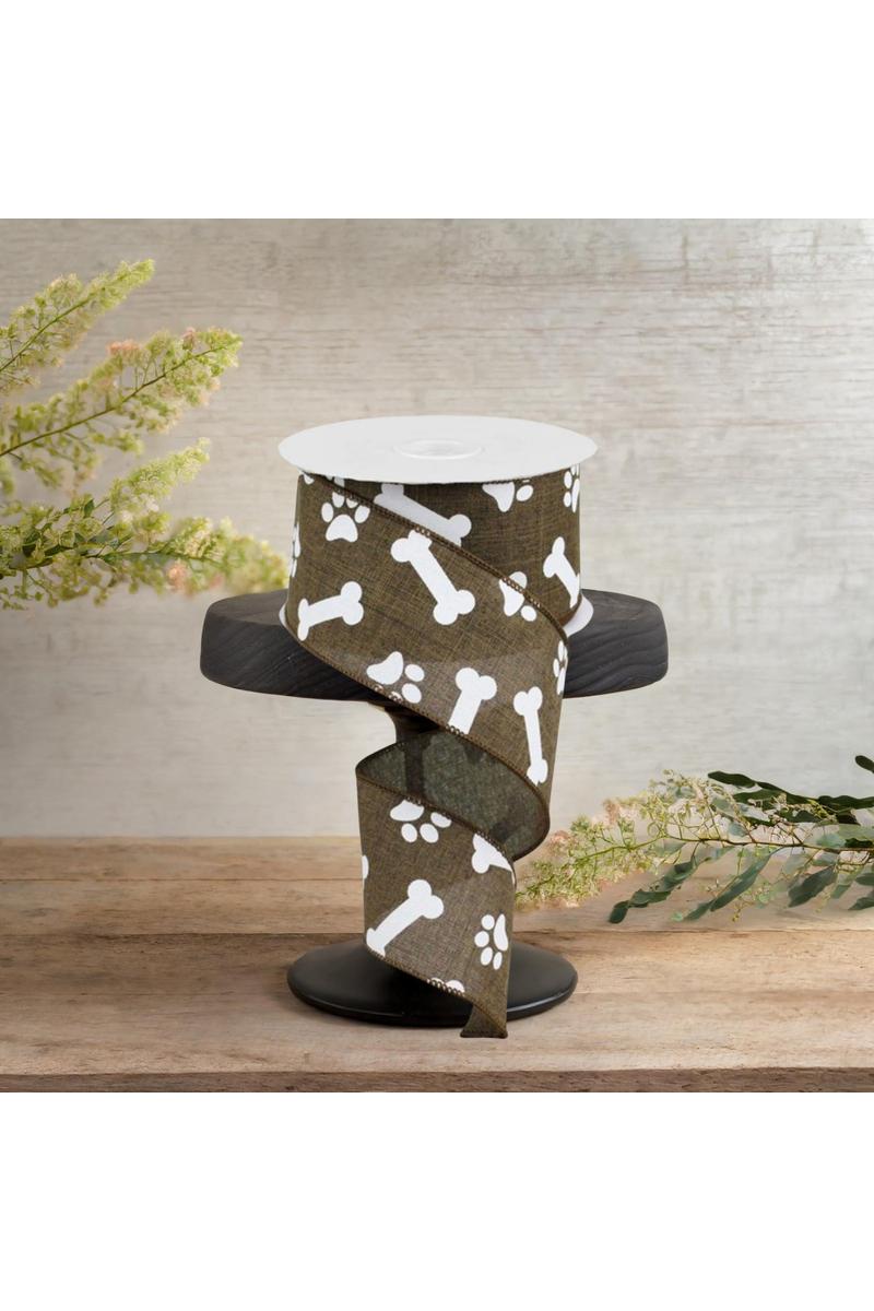 2.5&#x22; Paw Print Royal Ribbon: Tan (10 Yards)