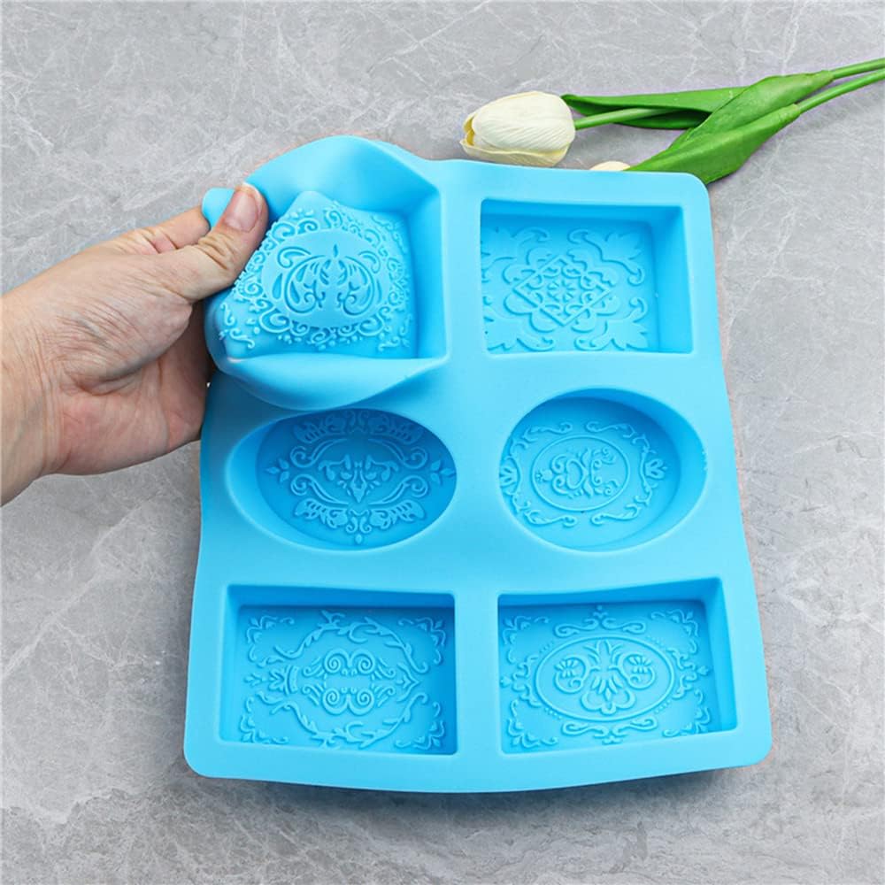 2-Pack Silicone Soap Molds – Rectangle, Oval & Flower Shapes for Handmade Soap.