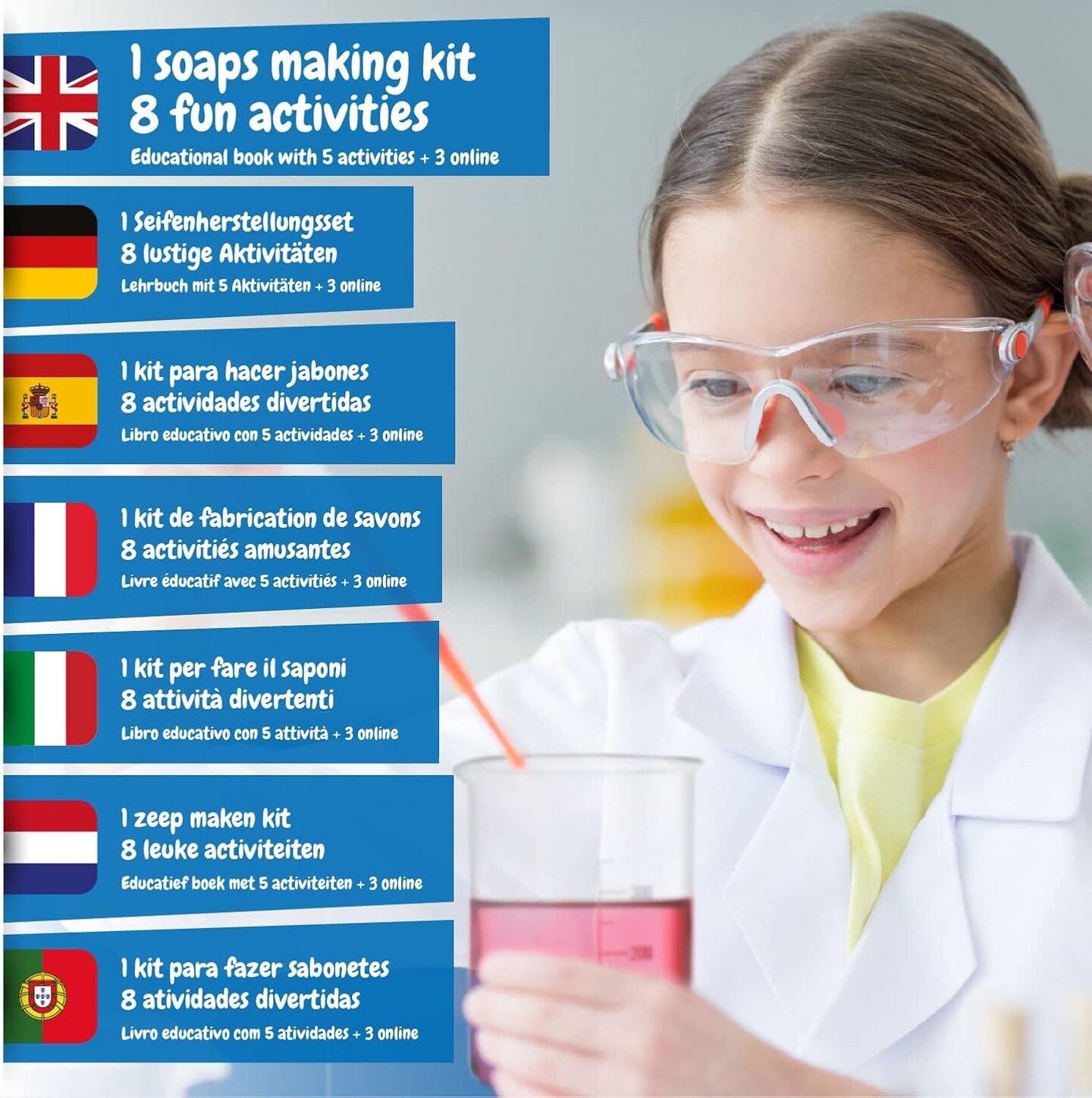 Soap Maker Kit for Kids - Make Your own Soaps and Bath Salts, Soap Moulds for Kids + Gift Bags Included, Crafts for 8+ Year Old Girls and Boys, Stem Toy, Gift for Girls and Boys Age 8-12+