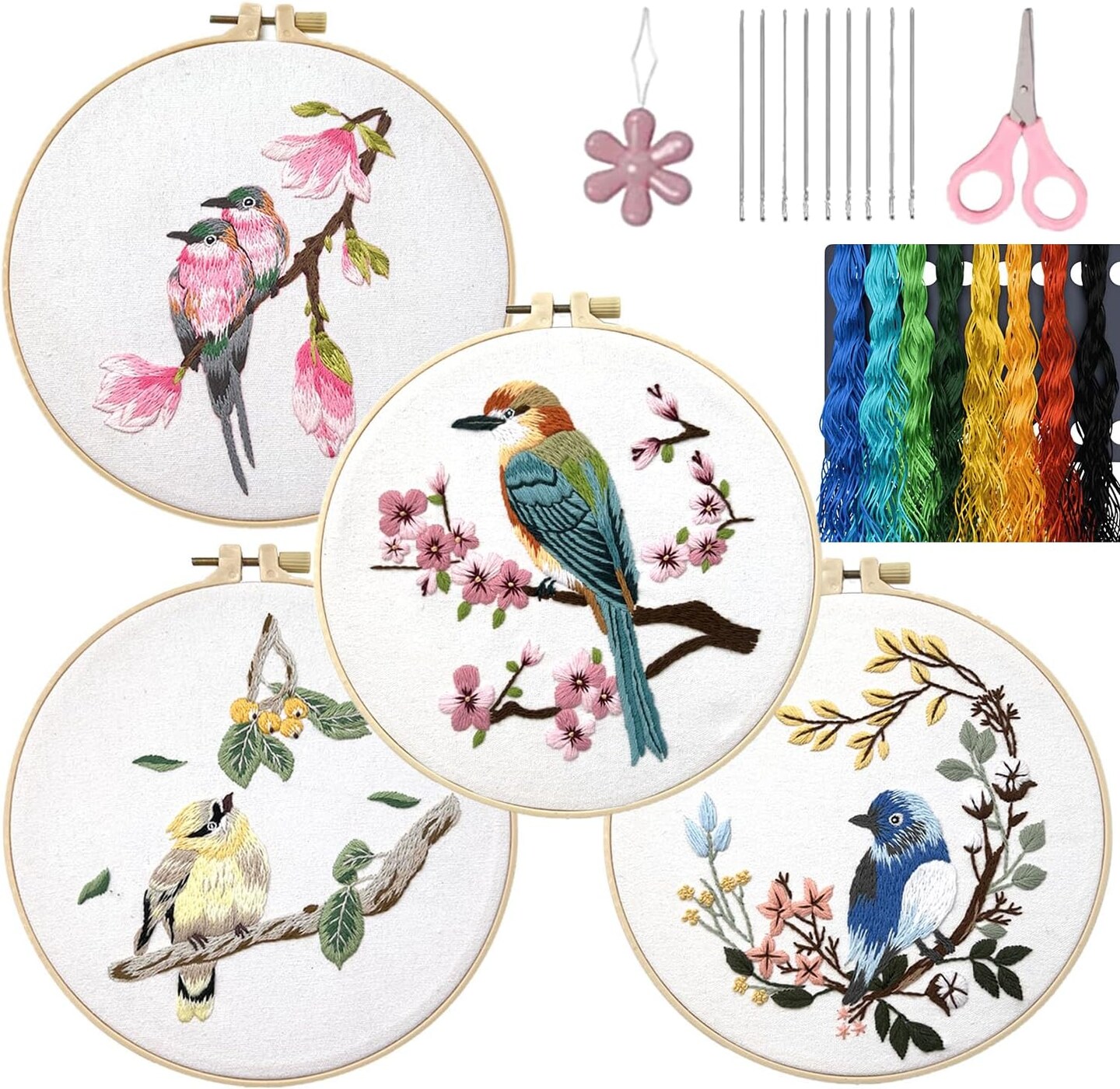 4 Sets Embroidery Kit for Beginners Adults Cross Stitch Starter Kits DIY Embroidery Kits