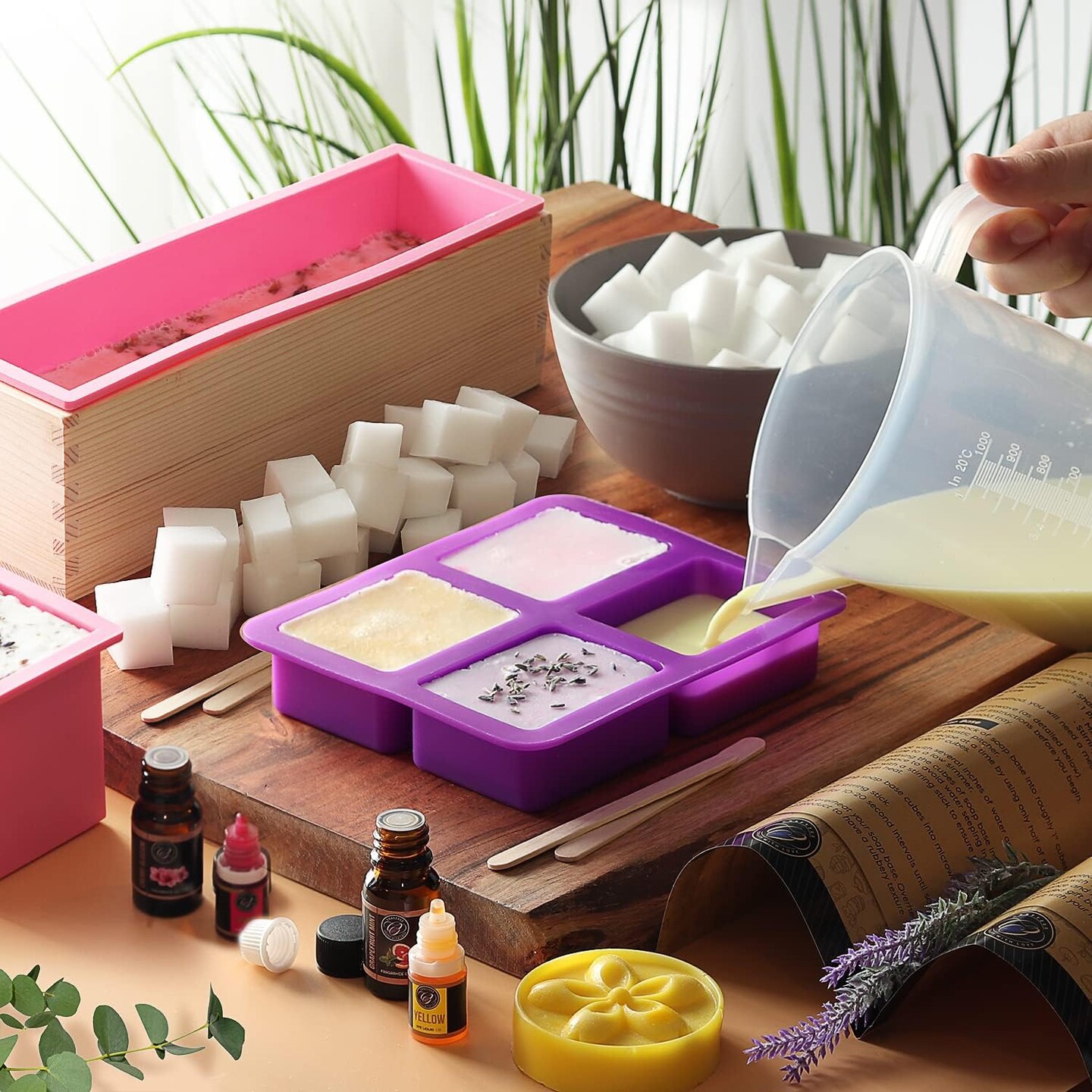 Large Deluxe Soap Making Kit - All-in-One Soap Making Supplies with Soap Base, Soap Cutter Box, Silicone Loaf Molds, Fragrances &#x26; More - Homemade Melt &#x26; Pour DIY Craft Kits
