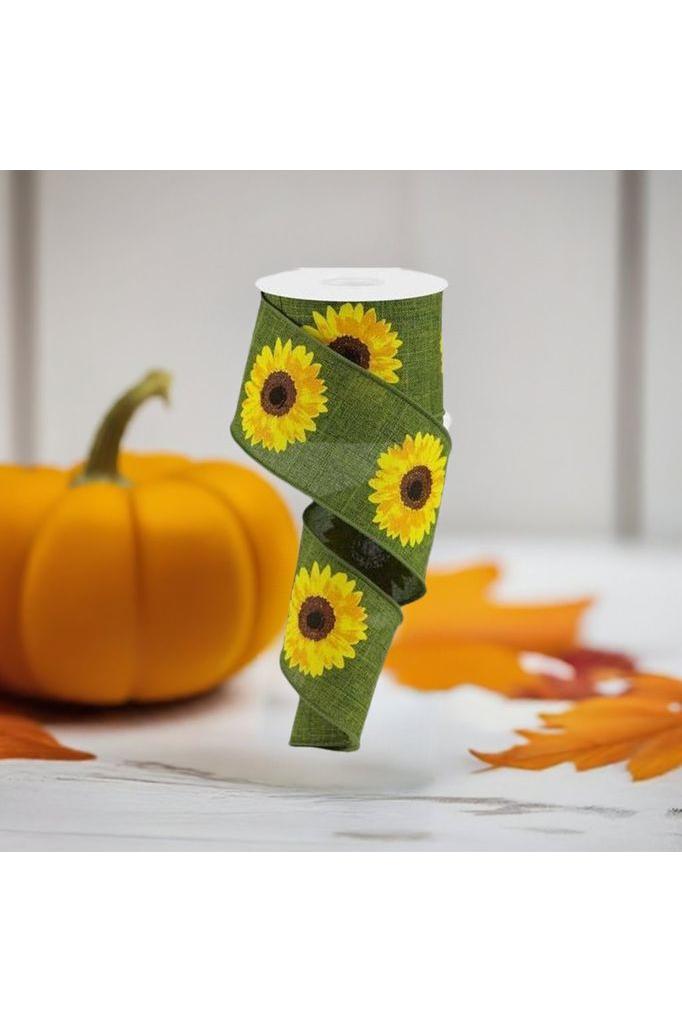 2.5&#x22; Moss Green Sunflower Ribbon
