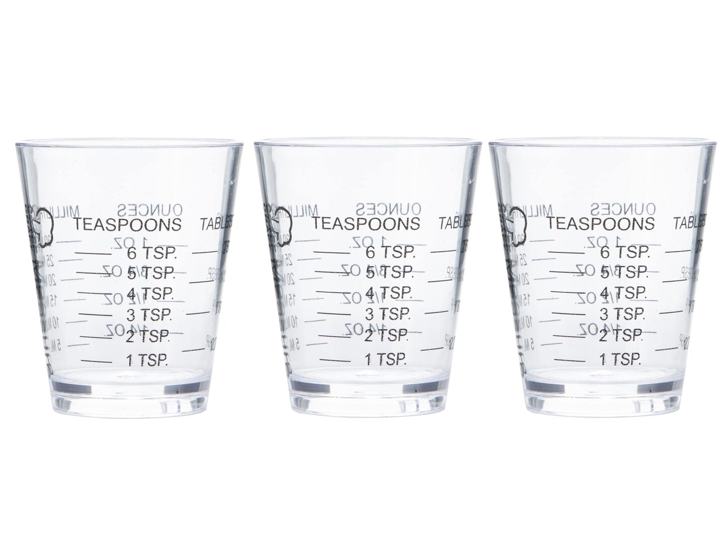 Chef Craft 1oz Plastic Measuring Cup Shot Glass Measurer - Measure in Oz, Tsp, Tbsp or mL