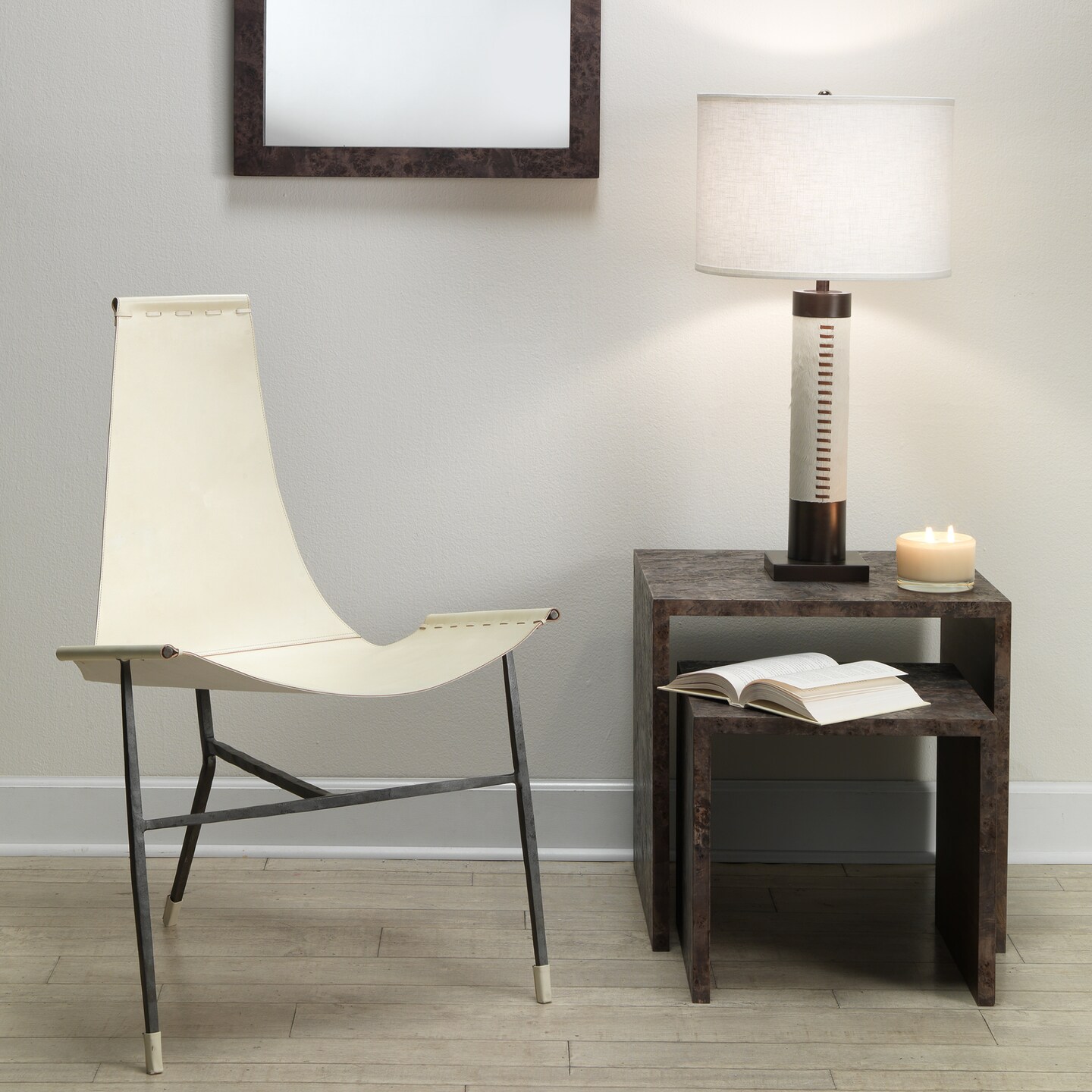 Jamie Young Company Vintage Style Wooden Nesting Tables - 22&#x22; - Charcoal Finish - Set of 2