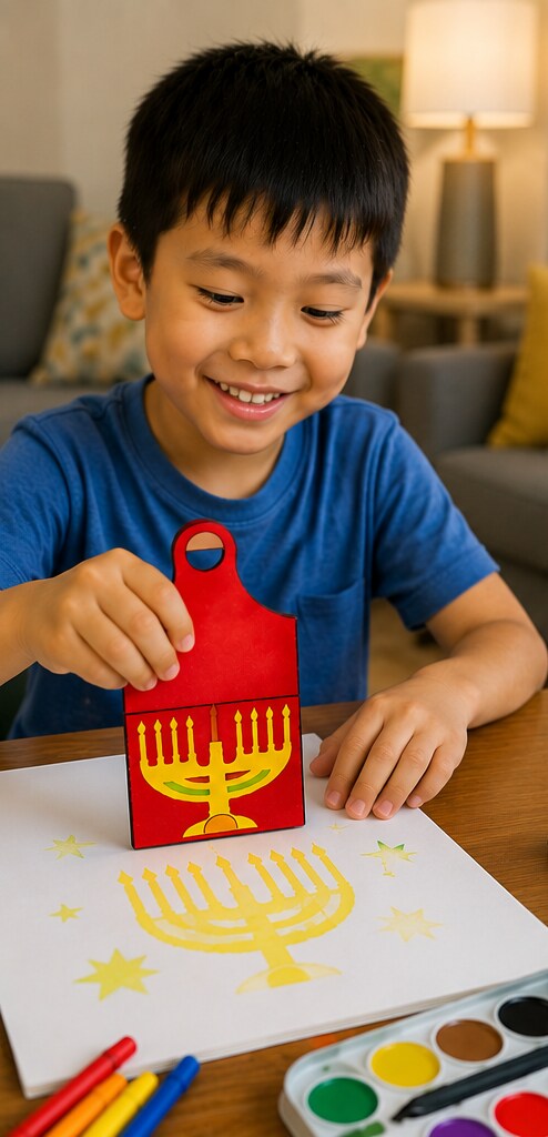Chanukah Menorah Pocket Craft Kit, 11" x 6", 20 Pack – Hanukkah Classroom & Kids Craft Activity