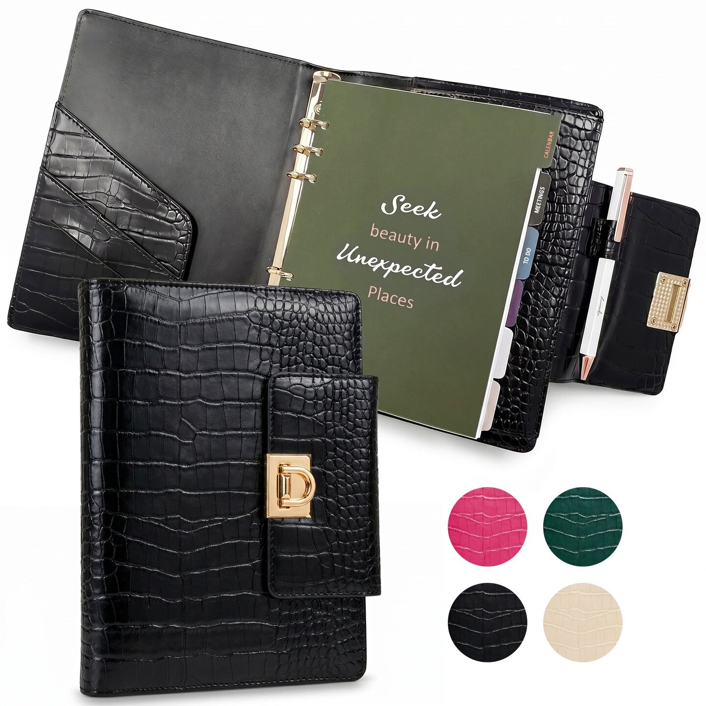 Wrapables A5 Croc-Embossed Planner and Journal Clutch, Refillable 