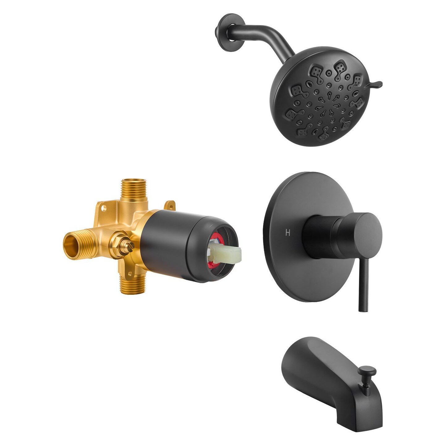 Single-Handle Tub Trim Kit with Rainfall Shower Head and Spout