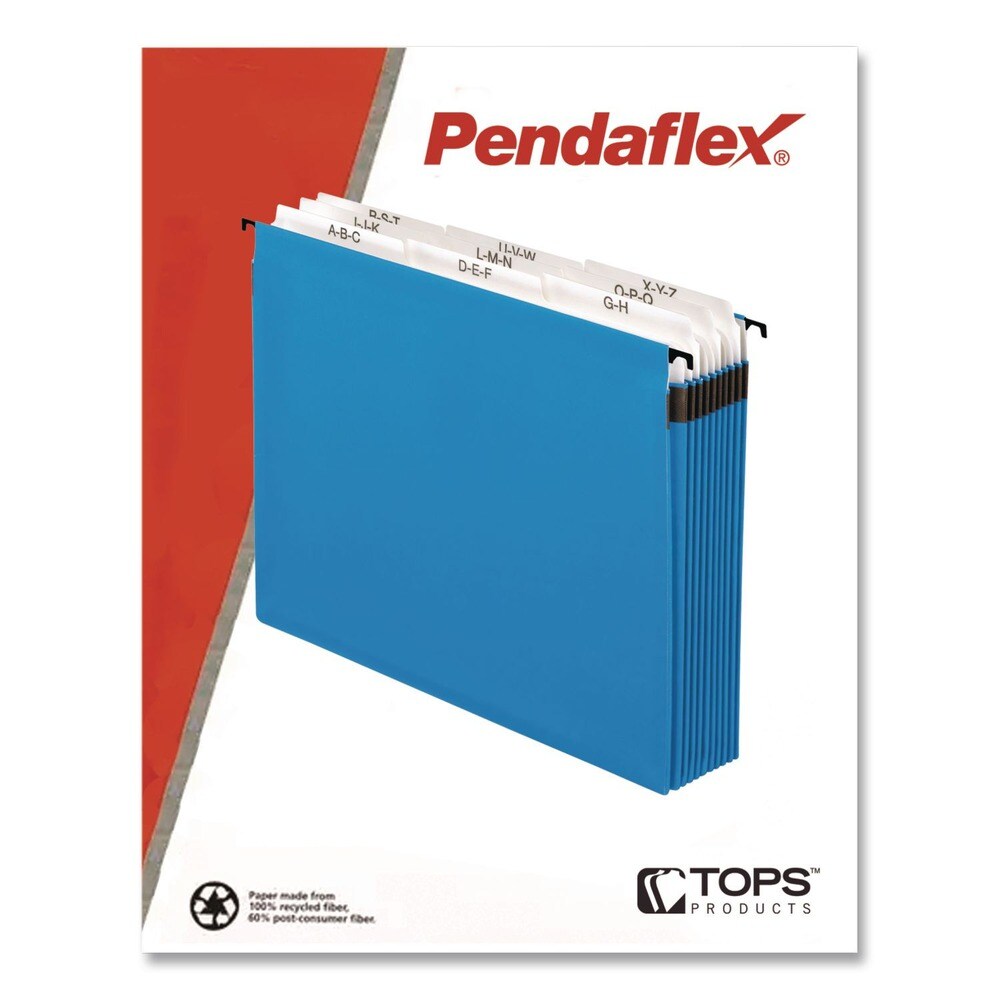Pendaflex SureHook 5.25 in. Capacity 1/5-Cut Tabs 9 Sections Hanging Letter Folder - Blue
