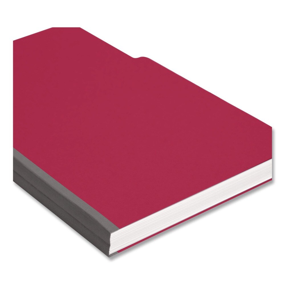 Smead 1/3-Cut Tabs Assorted Legal Size 1 in. Expansion Recycled Heavy Pressboard Folders - Bright Red (25/Box)