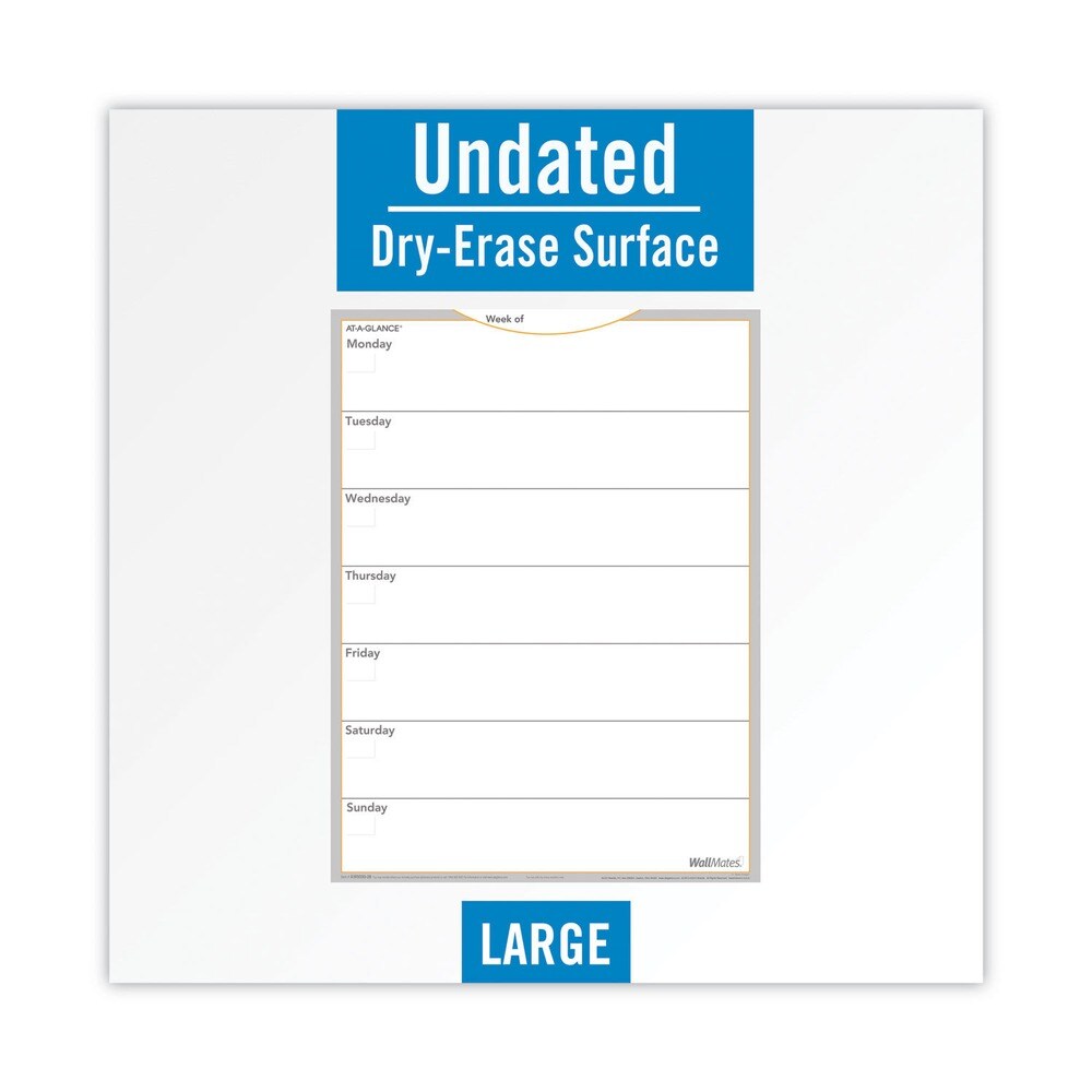 AT-A-GLANCE WallMates Undated Self-Adhesive 18 in. x 24 in. Dry Erase Monthly Planning Surfaces - White/Gray/Orange Sheets