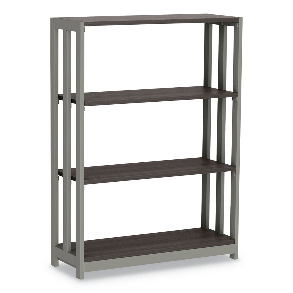 Linea Italia 31-1/2 in. x 11-5/8 in. x 43-1/4 in. Three-Shelf Trento Line Bookcase - Mocha
